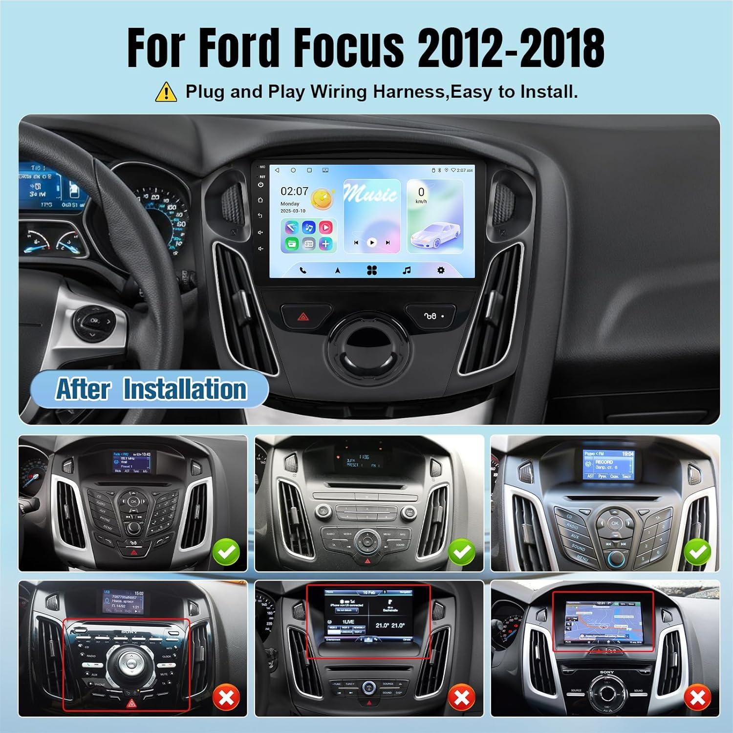 Estéreo para Ford Focus 2012-2018 con CarPlay y Android Auto