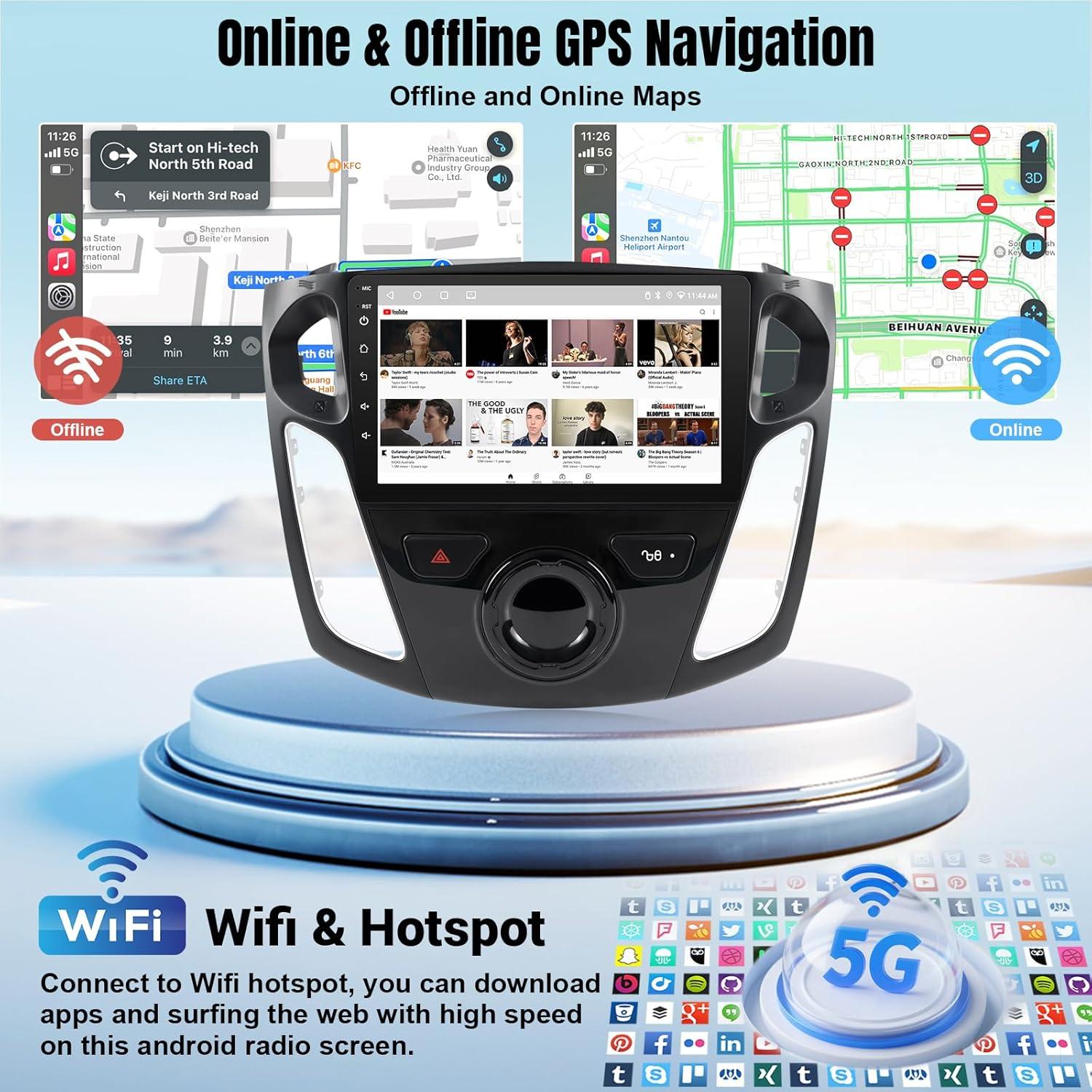 Estéreo para Ford Focus 2012-2018 con CarPlay y Android Auto