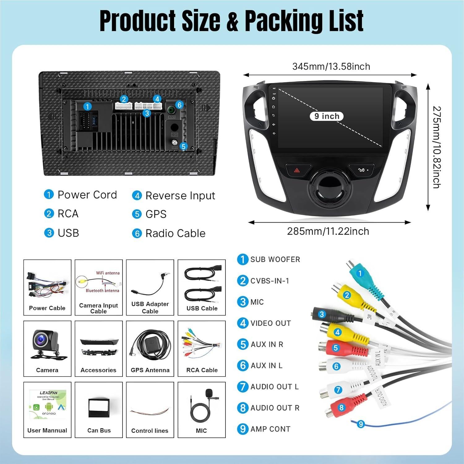 Estéreo para Ford Focus 2012-2018 con CarPlay y Android Auto