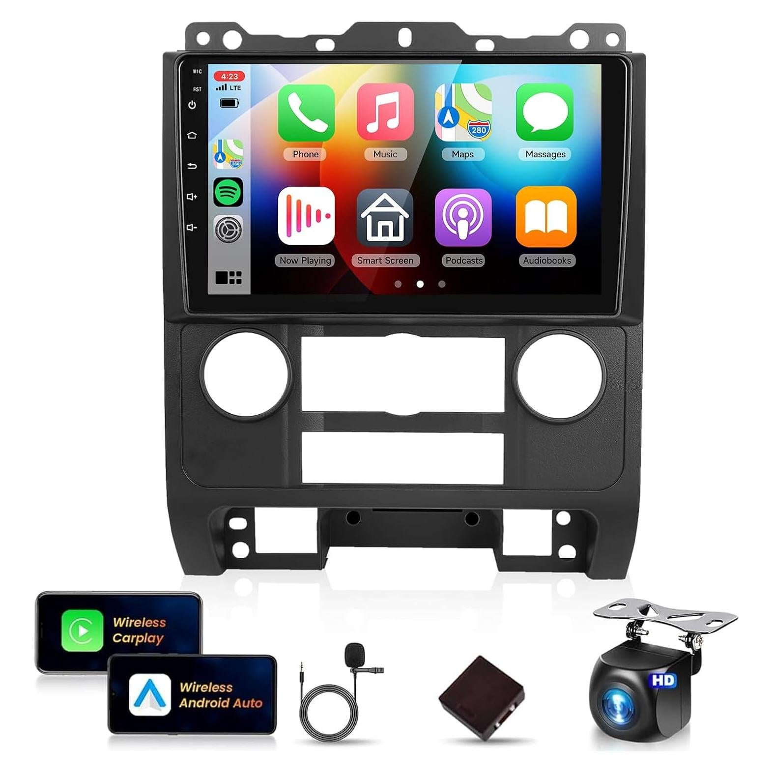Radio de Coche Podofo 9" con CarPlay y Android Auto para Ford Escape/Kuga/Mazda 2007-2012