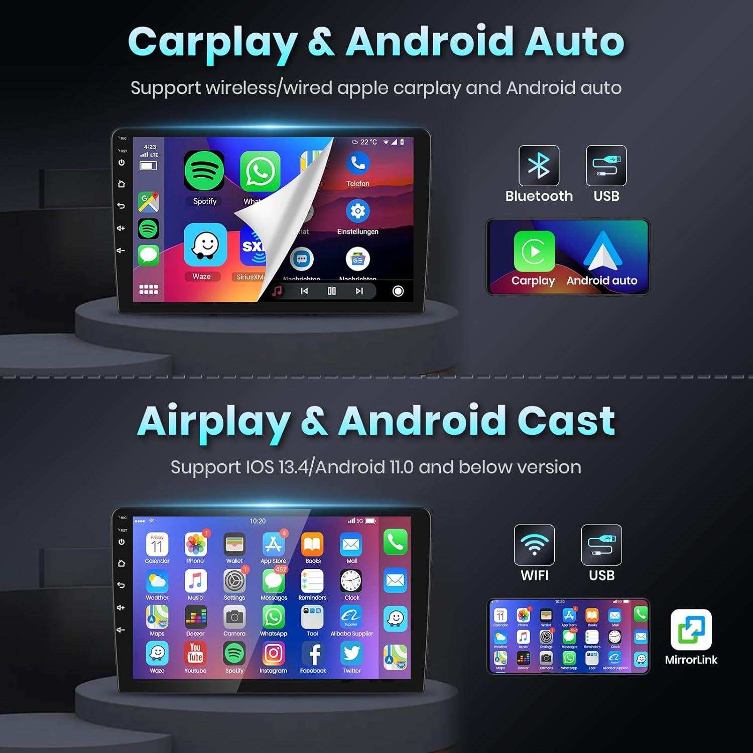 Radio de Coche Podofo 9" con CarPlay y Android Auto para Ford Escape/Kuga/Mazda 2007-2012