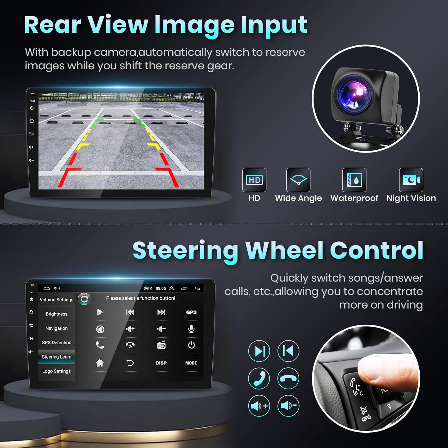 Radio de Coche Podofo 9" con CarPlay y Android Auto para Ford Escape/Kuga/Mazda 2007-2012