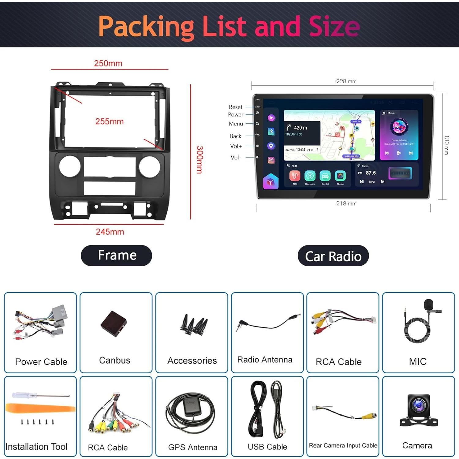 Radio de Coche Podofo 9" con CarPlay y Android Auto para Ford Escape/Kuga/Mazda 2007-2012