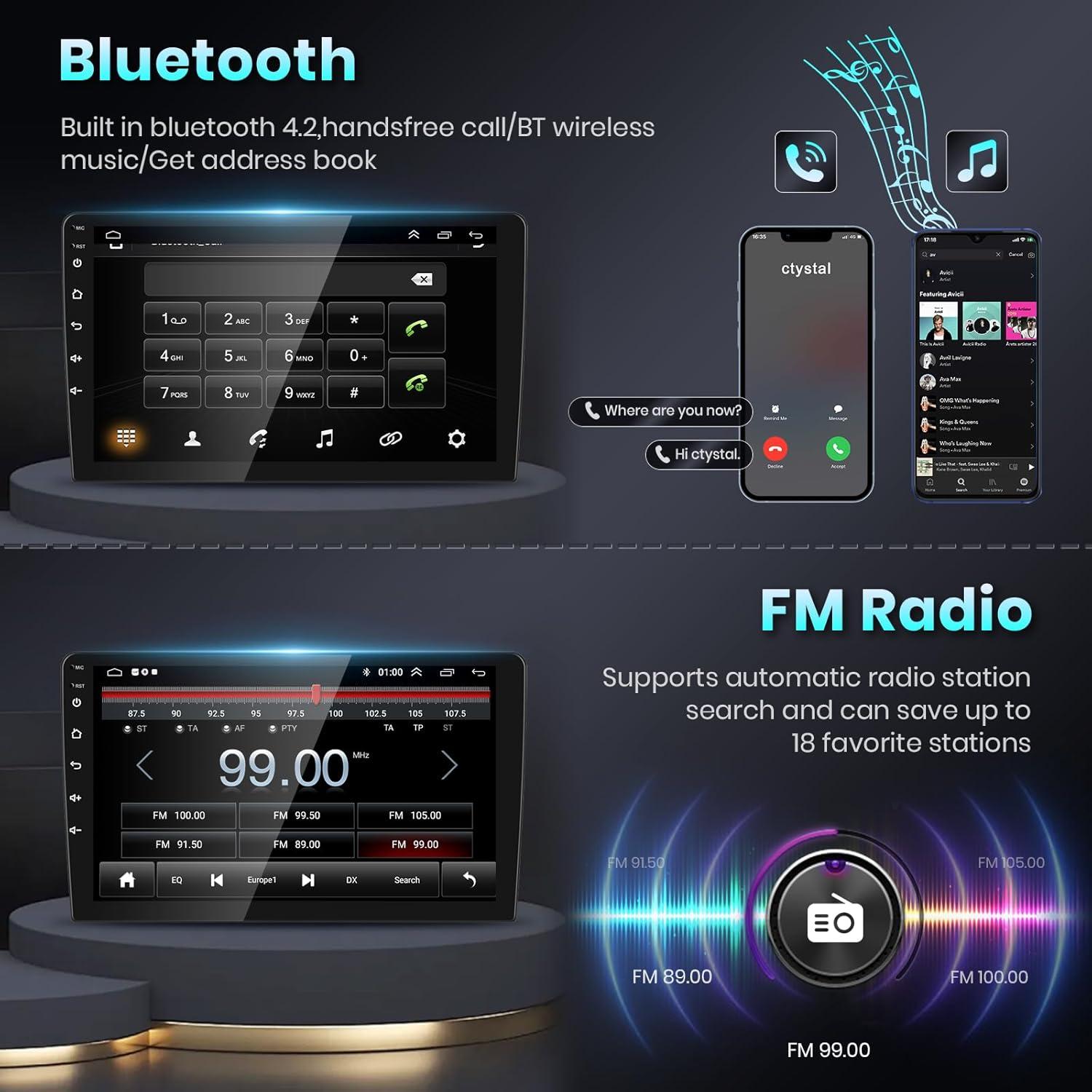 Radio de Coche Podofo 9" con CarPlay y Android Auto para Ford Escape/Kuga/Mazda 2007-2012