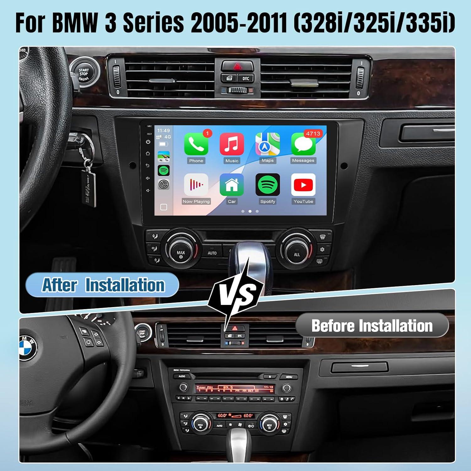 Estéreo de Coche Leadfan para BMW 3 E90 E91 E92 E93 2005-2011, Pantalla 9" con Carplay y Android Auto