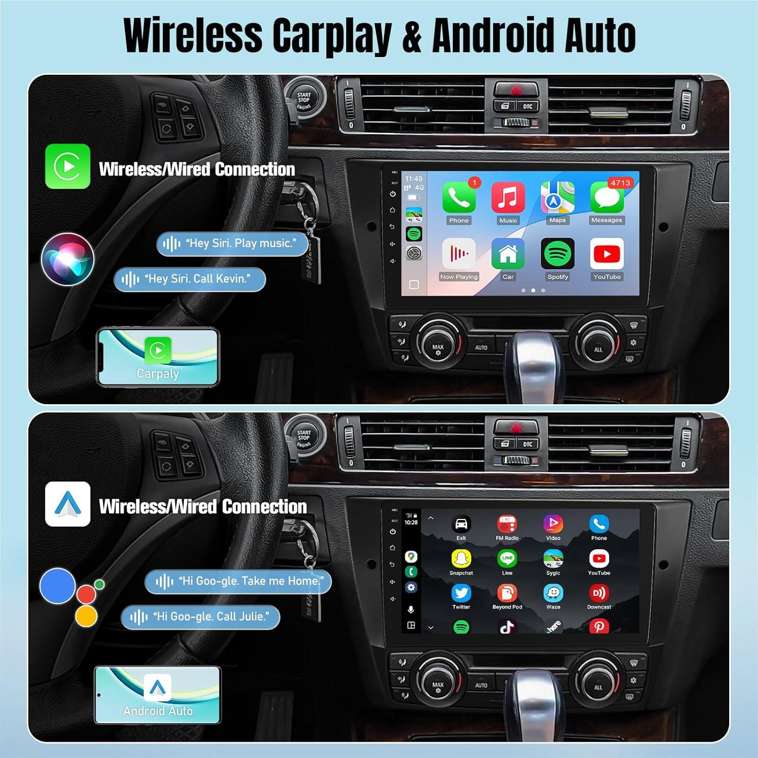 Estéreo de Coche Leadfan para BMW 3 E90 E91 E92 E93 2005-2011, Pantalla 9" con Carplay y Android Auto