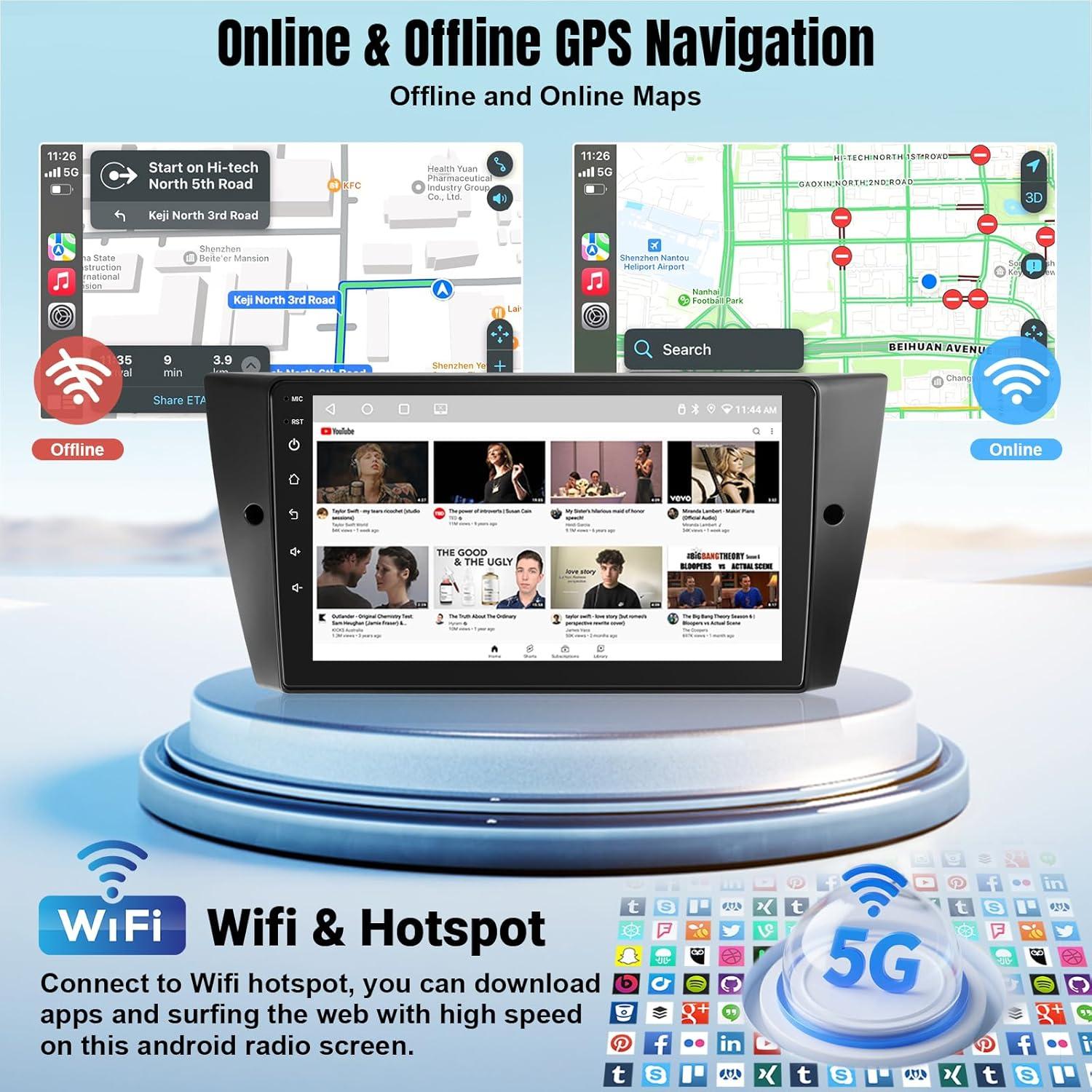 Estéreo de Coche Leadfan para BMW 3 E90 E91 E92 E93 2005-2011, Pantalla 9" con Carplay y Android Auto