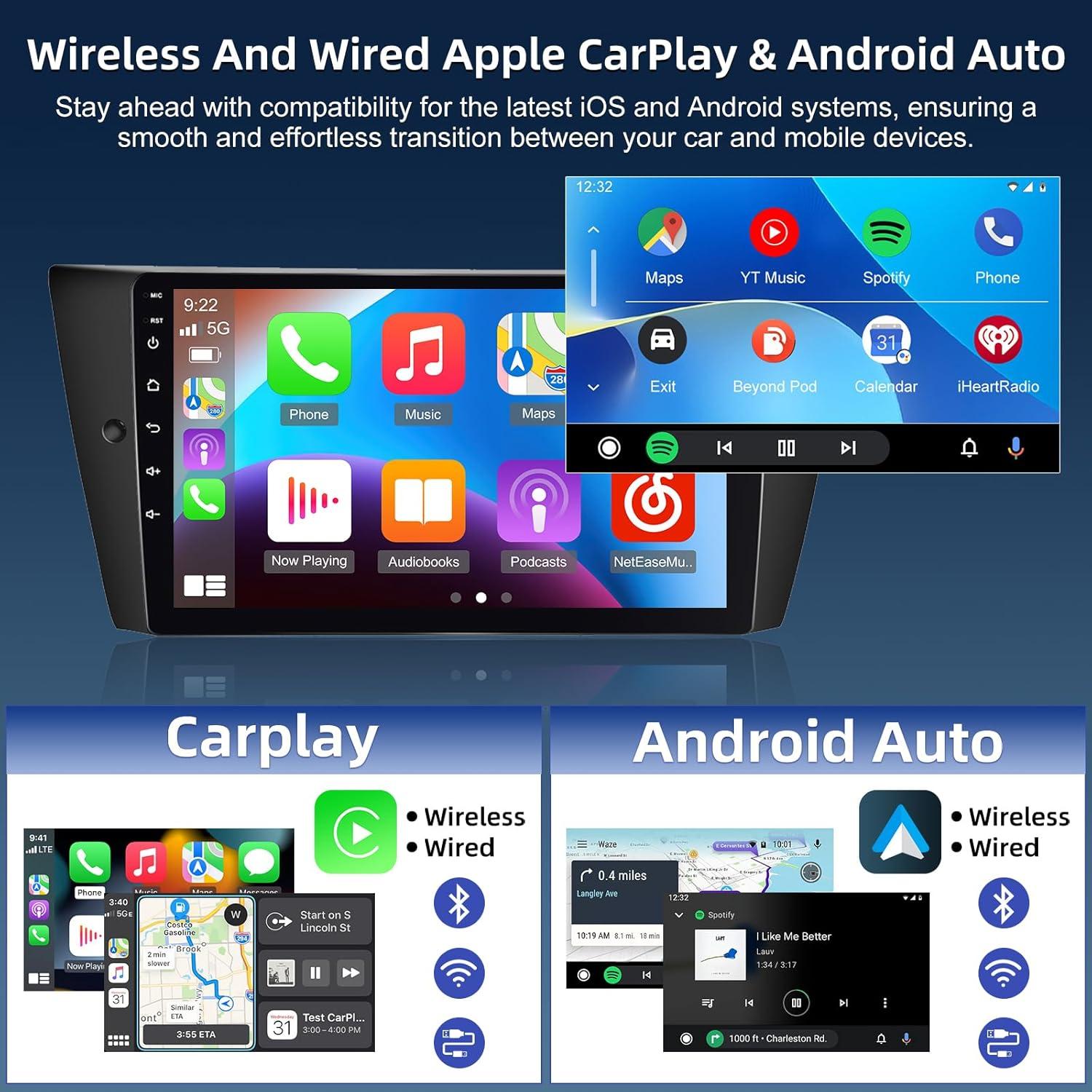 Radio de Coche EKAT para BMW Serie 3 E90 E91 E92 E93 2005-2012 9"