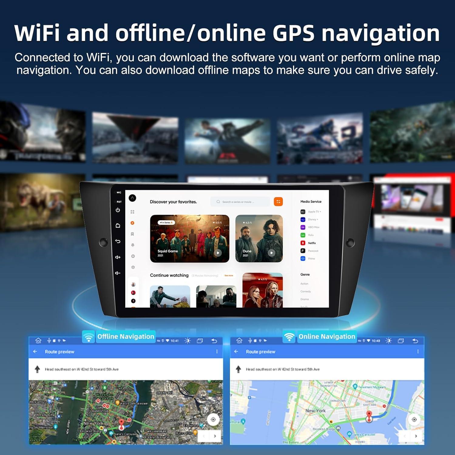 Radio de Coche EKAT para BMW Serie 3 E90 E91 E92 E93 2005-2012 9"