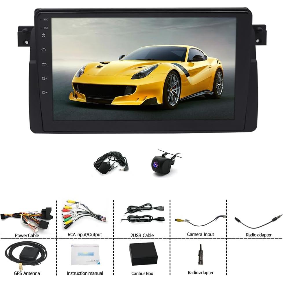 Radio de Coche Android 15 Slakerbe 9" Double Din BMW E46