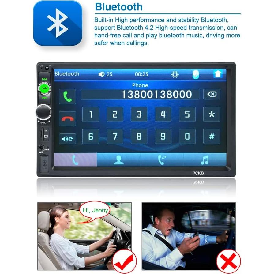 Estéreo de coche Doble Din CNW-SHS 7" MP5 Bluetooth Cámara