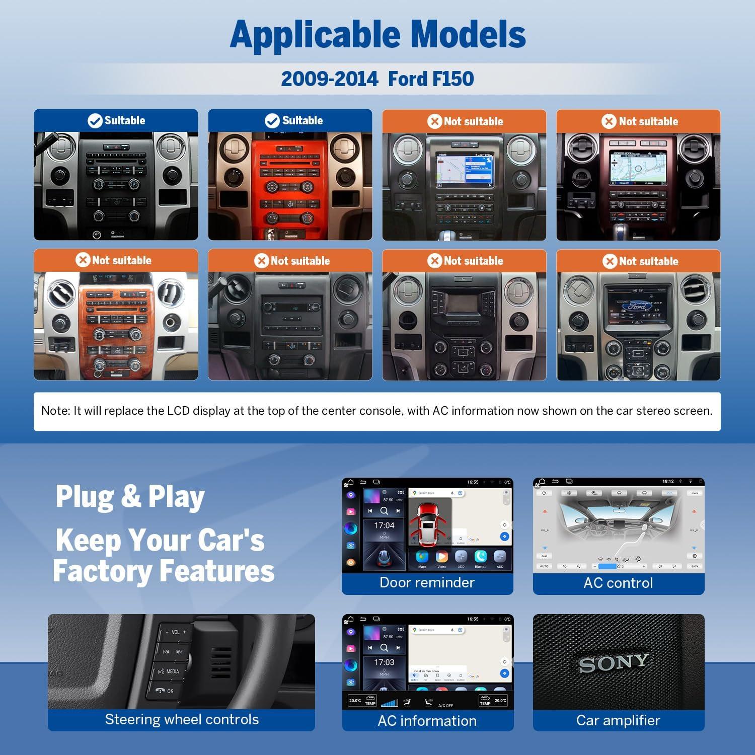 Estéreo de Coche Eonon FDF1X7 Android 14 para Ford F150 2009-2014