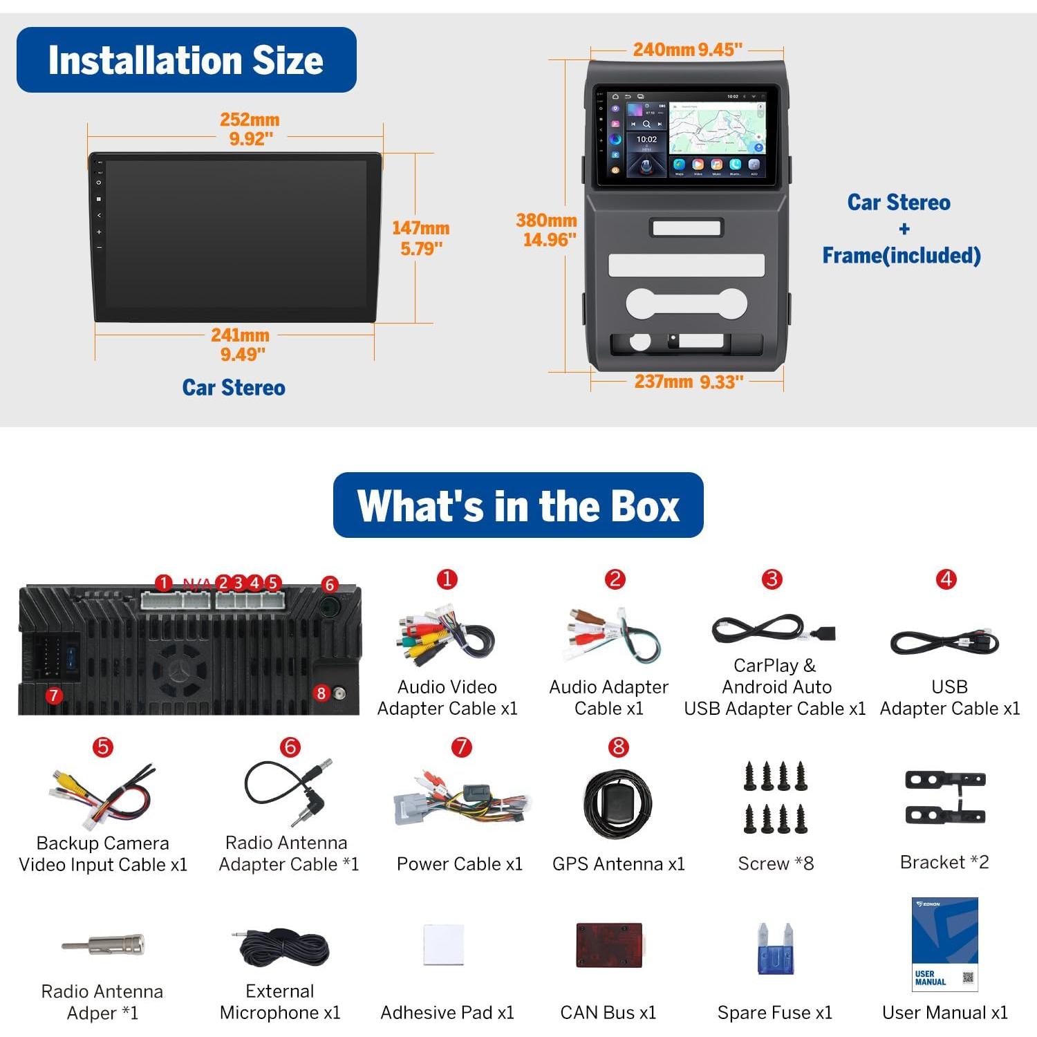 Estéreo de Coche Eonon FDF1X7 Android 14 para Ford F150 2009-2014