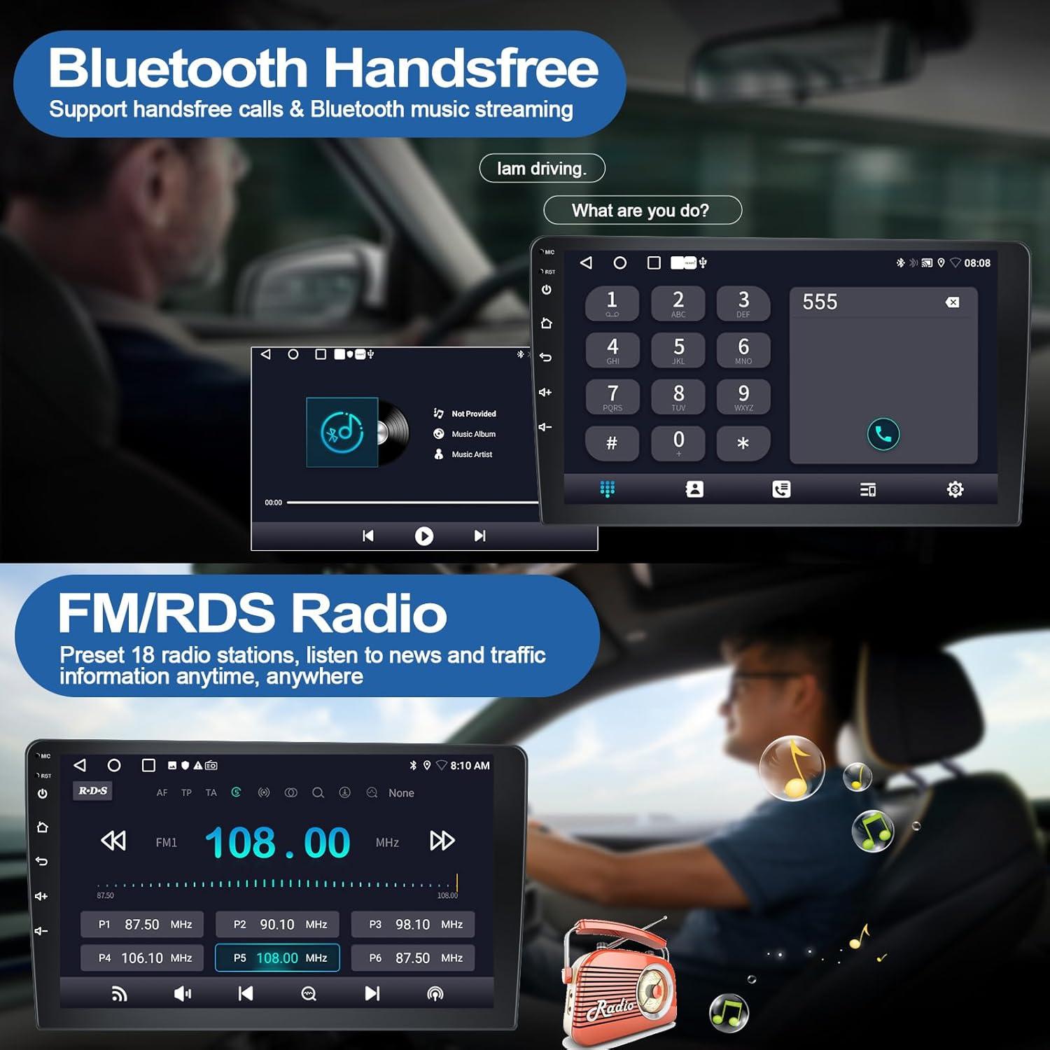 Estéreo de Coche CAMECHO 9" Android 13 con CarPlay y GPS