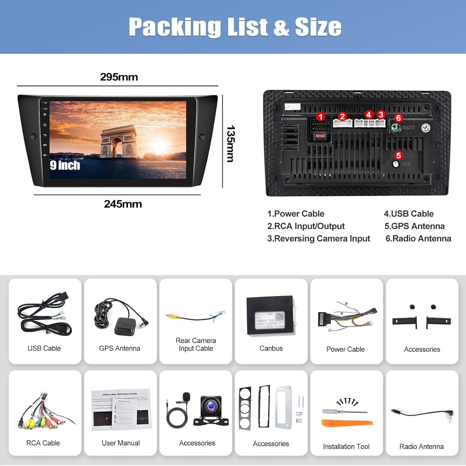 Estéreo de Coche CAMECHO 9" Android 13 con CarPlay y GPS