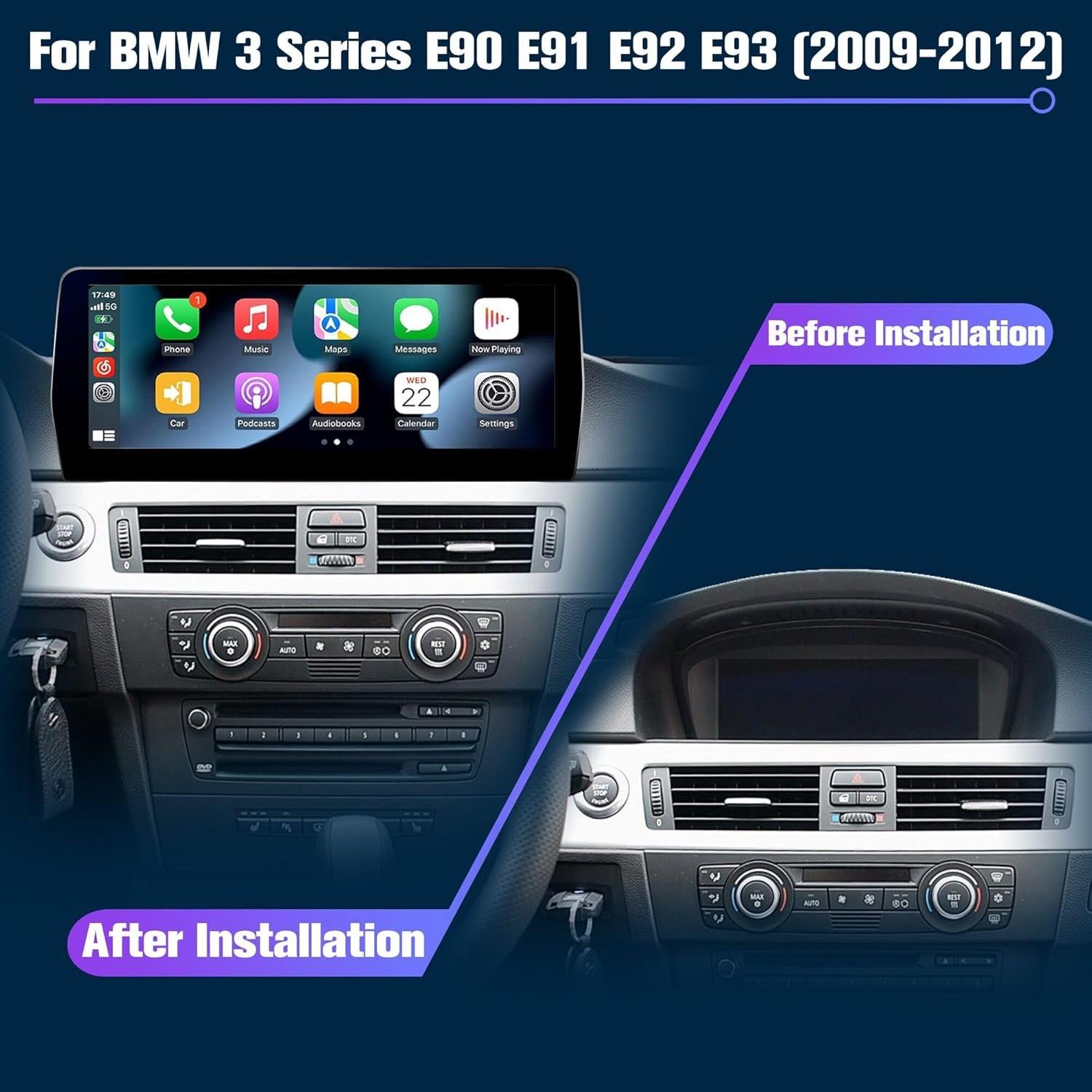 Estéreo Android 12.3" Pioowirk para BMW E90 E91 E92 E93 2009-2012