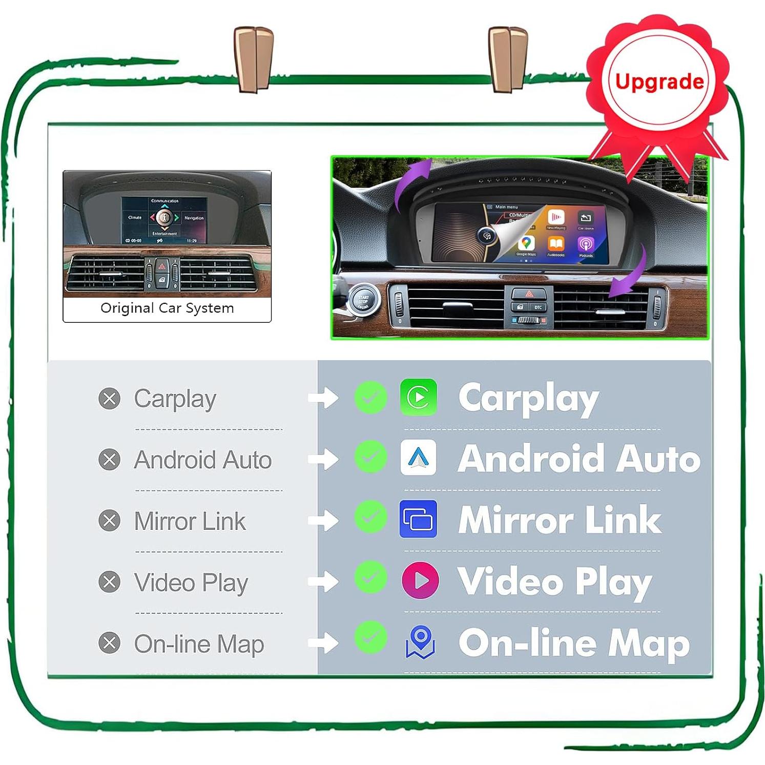 Pantalla Multimedia 8.8" Bonroad para BMW E60 E61 E63 E64 E90 E91 E92 E93 CarPlay Android Auto