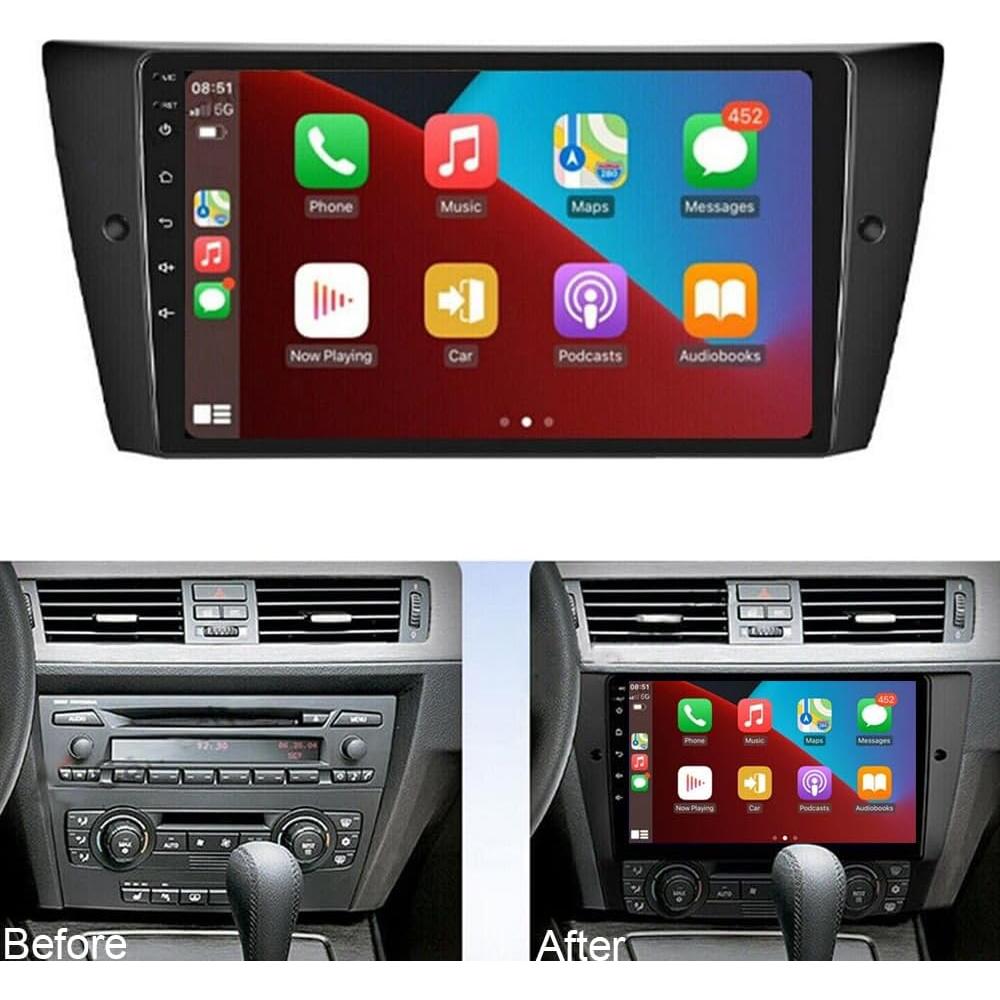 Unidad Principal Android Estéreo de Coche BMW E90 E91 E92 E93 9" CarPlay y Android Auto