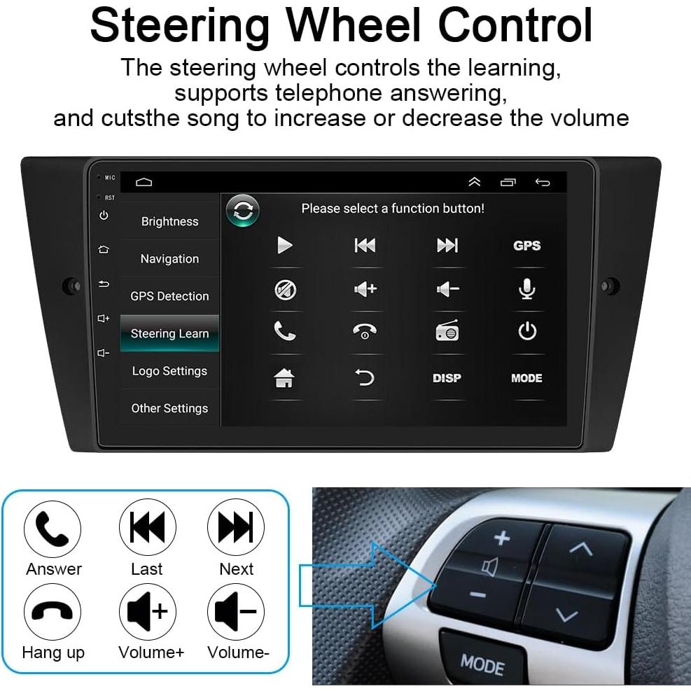 Unidad Principal Android Estéreo de Coche BMW E90 E91 E92 E93 9" CarPlay y Android Auto