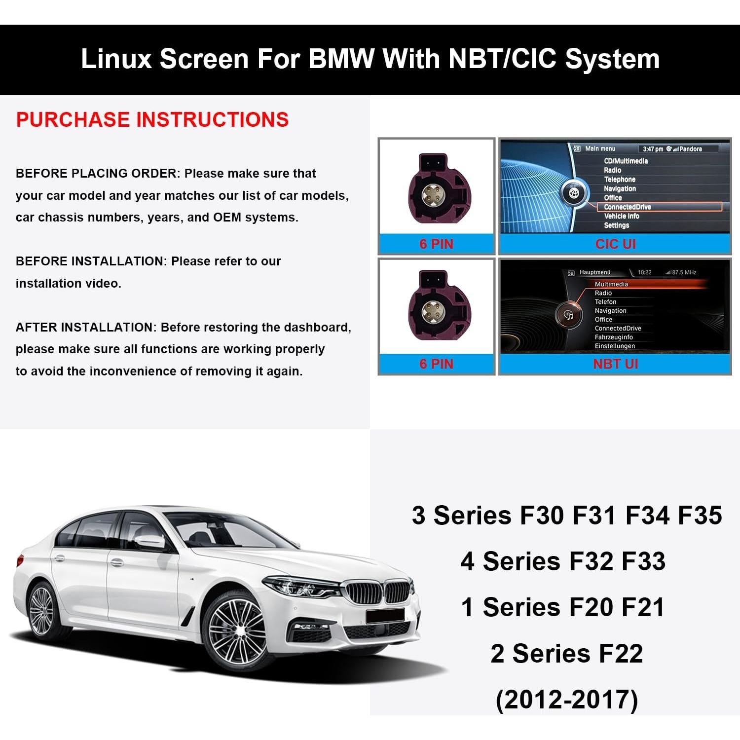 Pantalla Táctil de Coche Alex 10.25" para BMW 2012-2017