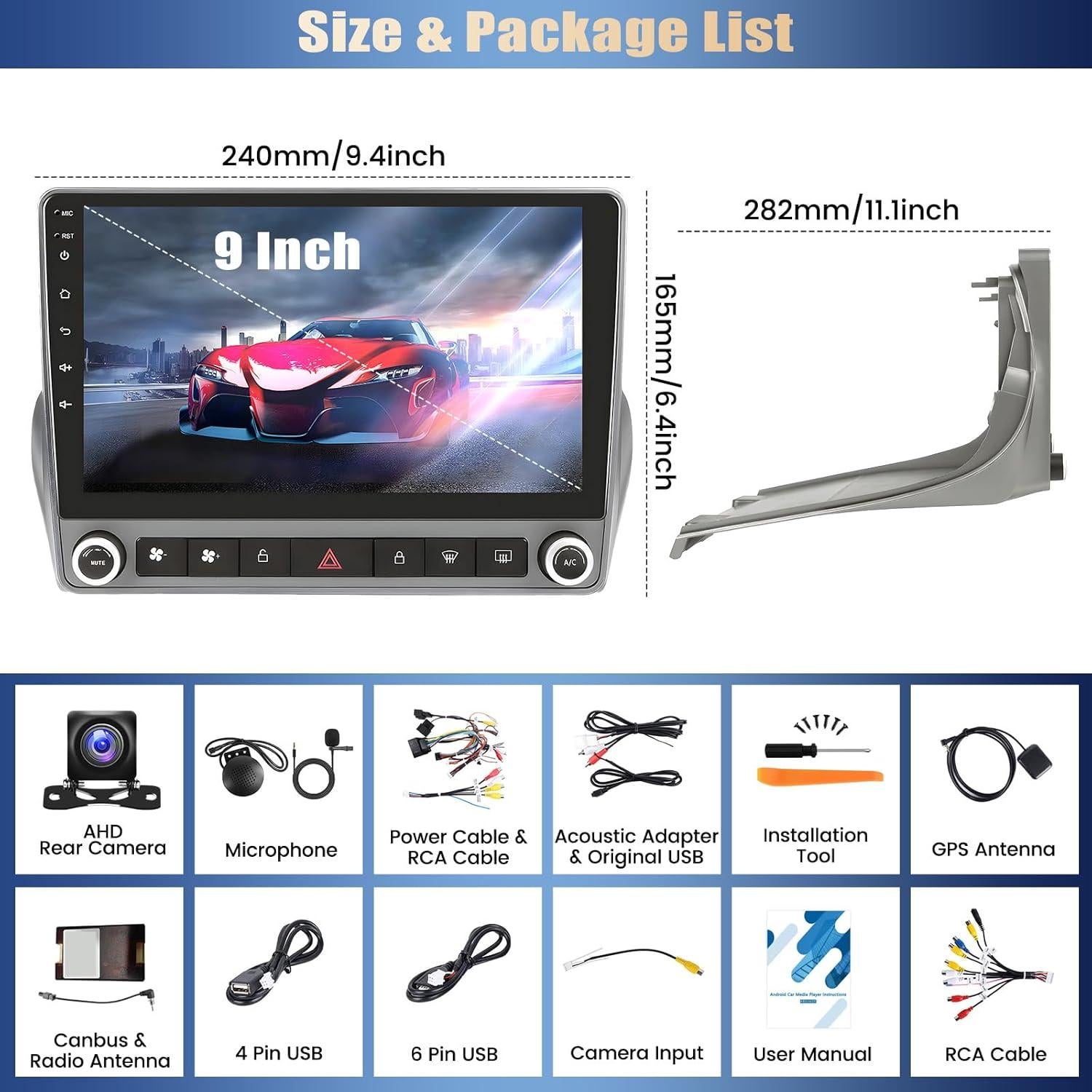 Radio de Coche Android 13 AMPrime 9" para Chevrolet Camaro