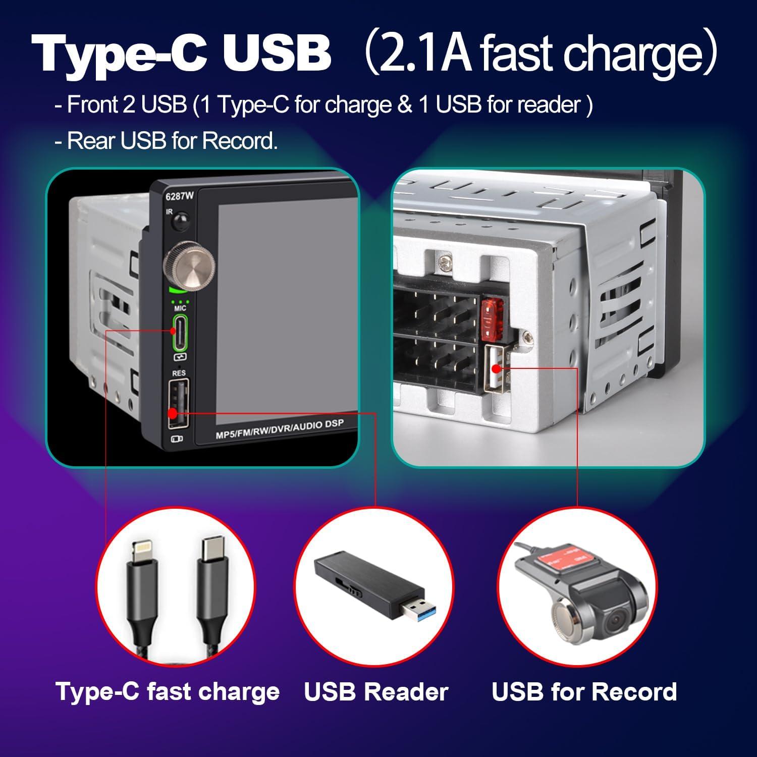 Radio de Coche Alondy 6.9" Táctil Bluetooth CarPlay Android Auto