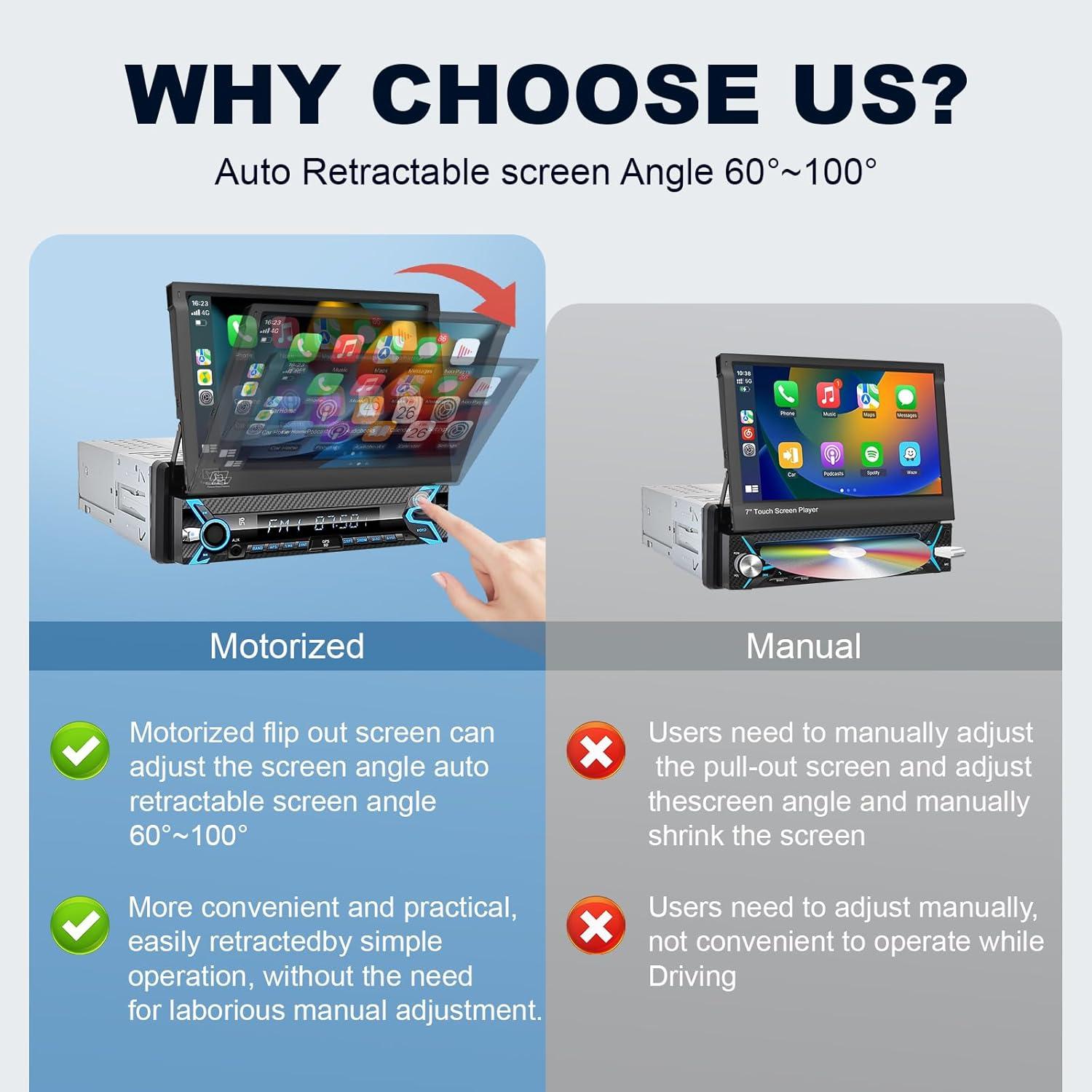 Estéreo de Coche Un Solo Din TONIKPMS-T 7" HD Bluetooth