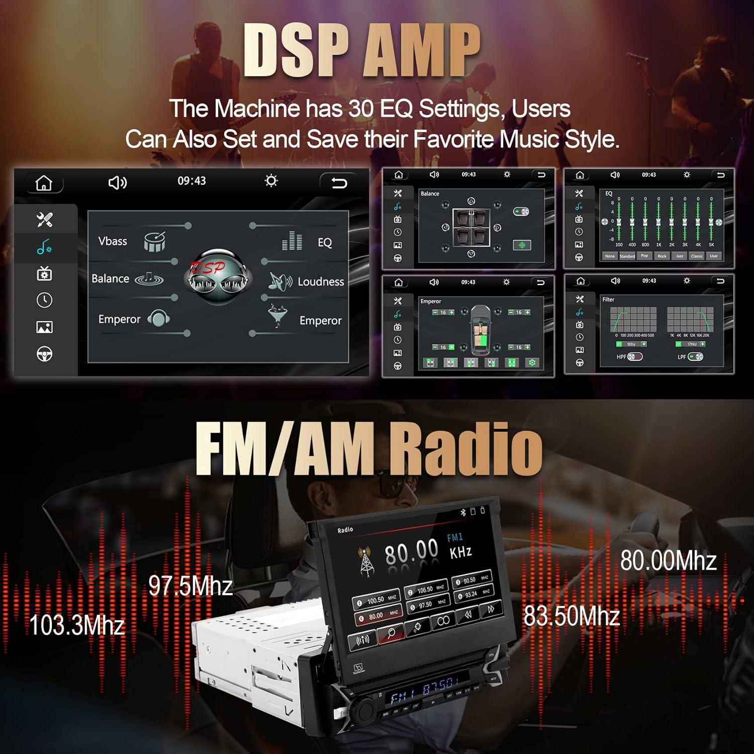 Estéreo de Coche Un Solo Din TONIKPMS-T 7" HD Bluetooth