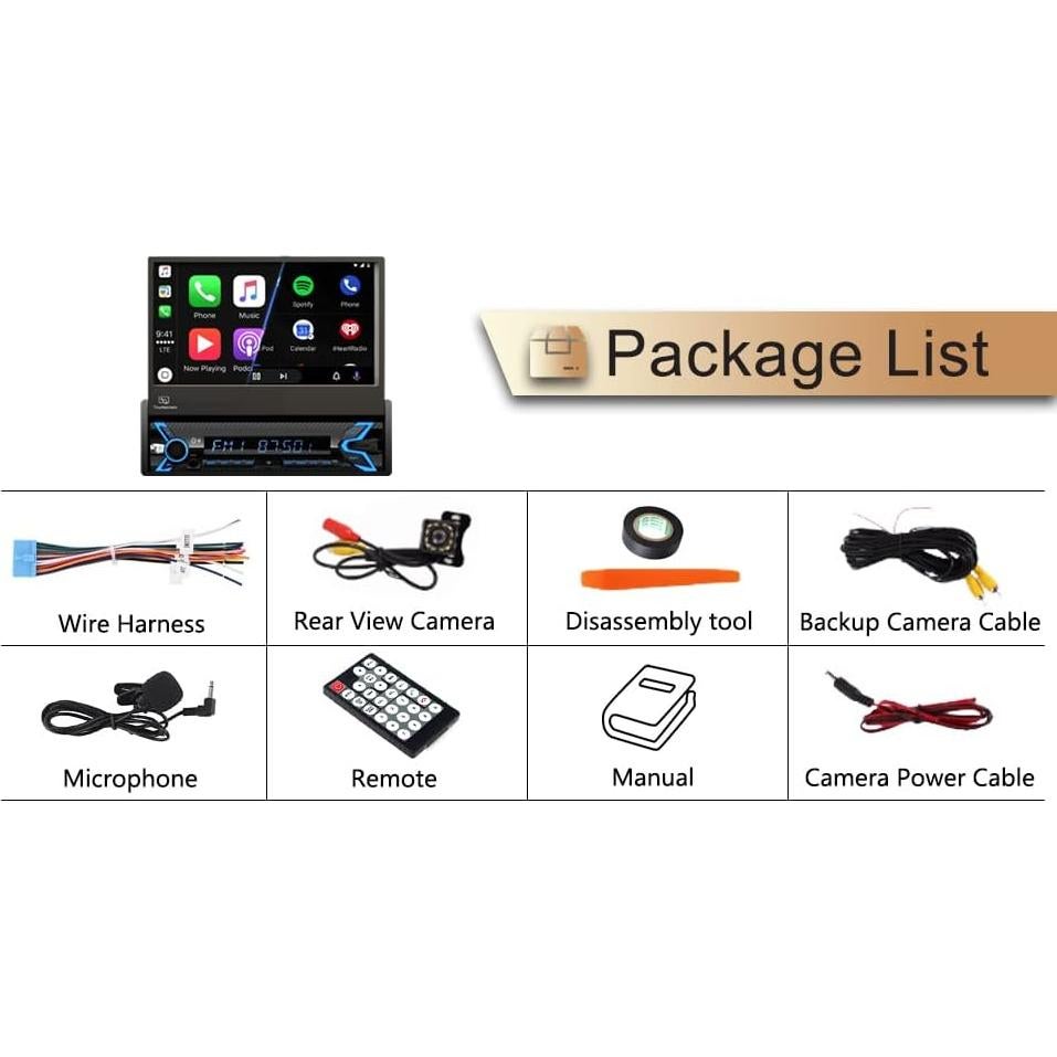 Estéreo de Coche Un Solo Din TONIKPMS-T 7" HD Bluetooth