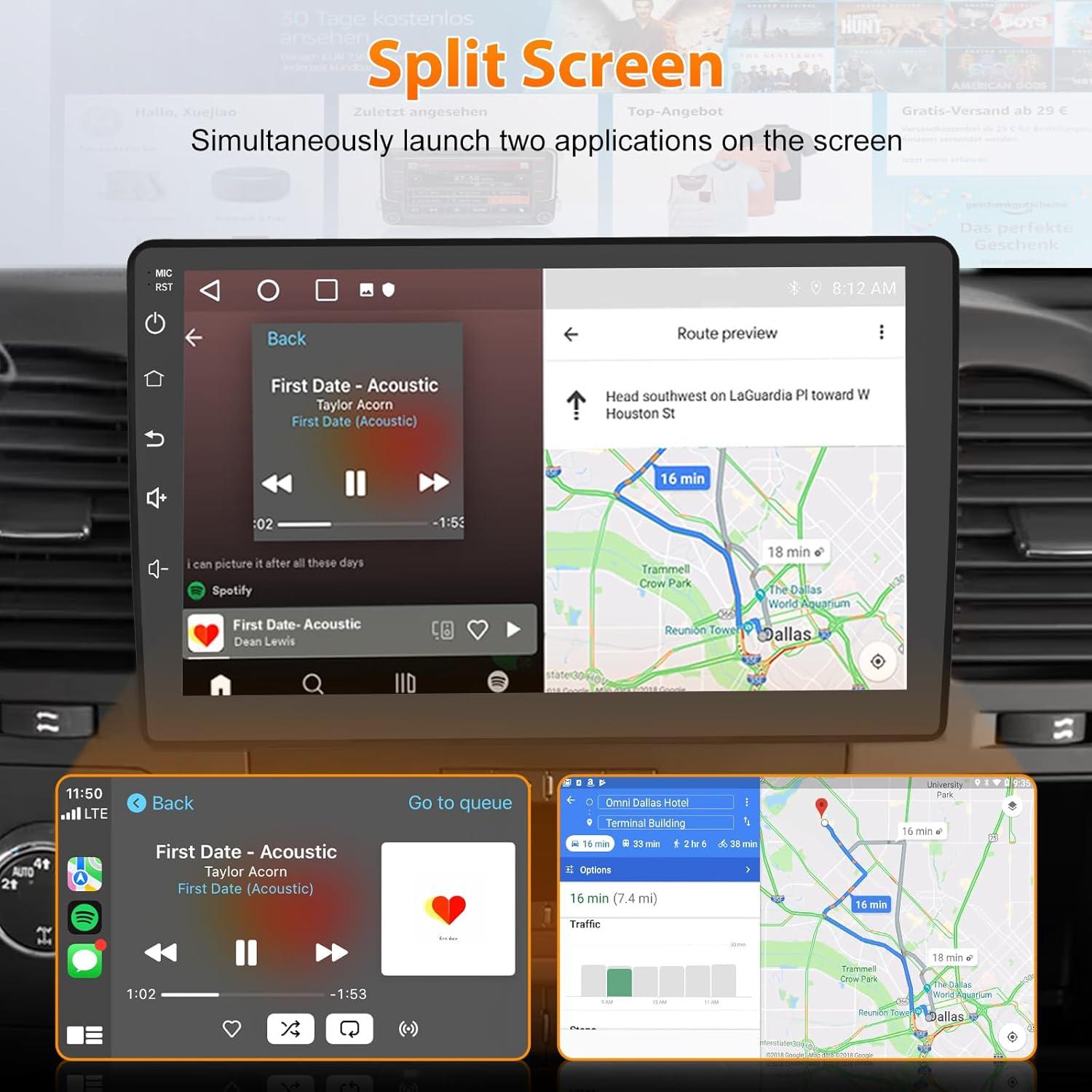 Radio Estéreo de Coche AWESAFE 10" con CarPlay y Android Auto