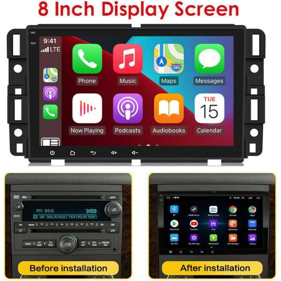 Estéreo Doble Din 8" Ikasus Android 13 con CarPlay y GPS