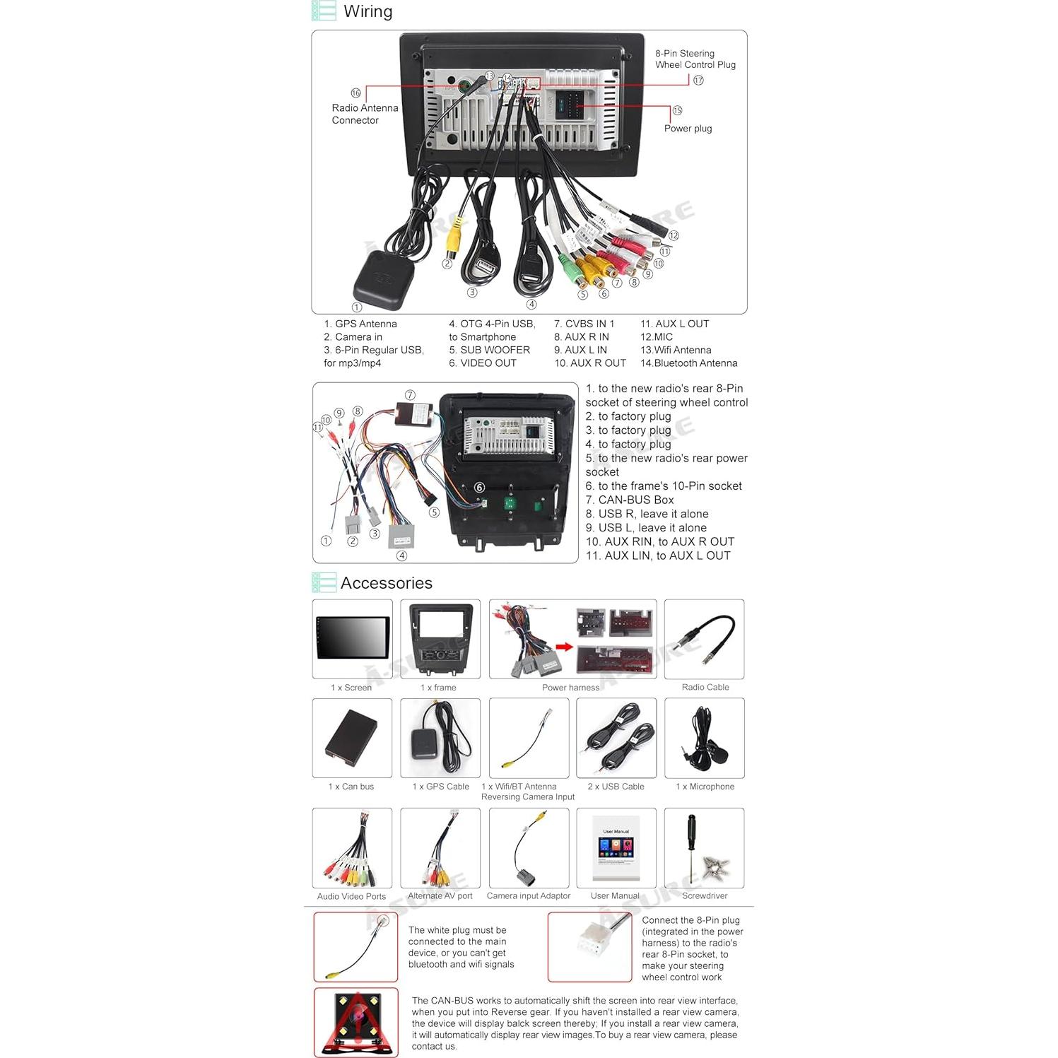 Radio Estéreo ASURE 10.1" para Ford Mustang 2010-2014 GPS
