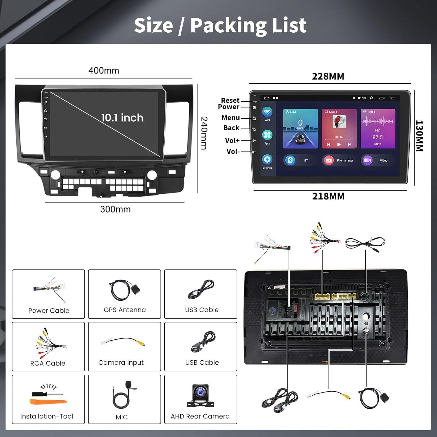 Estéreo de Coche Hikity 10.1" Android 15 para Mitsubishi Lancer 2008-2017