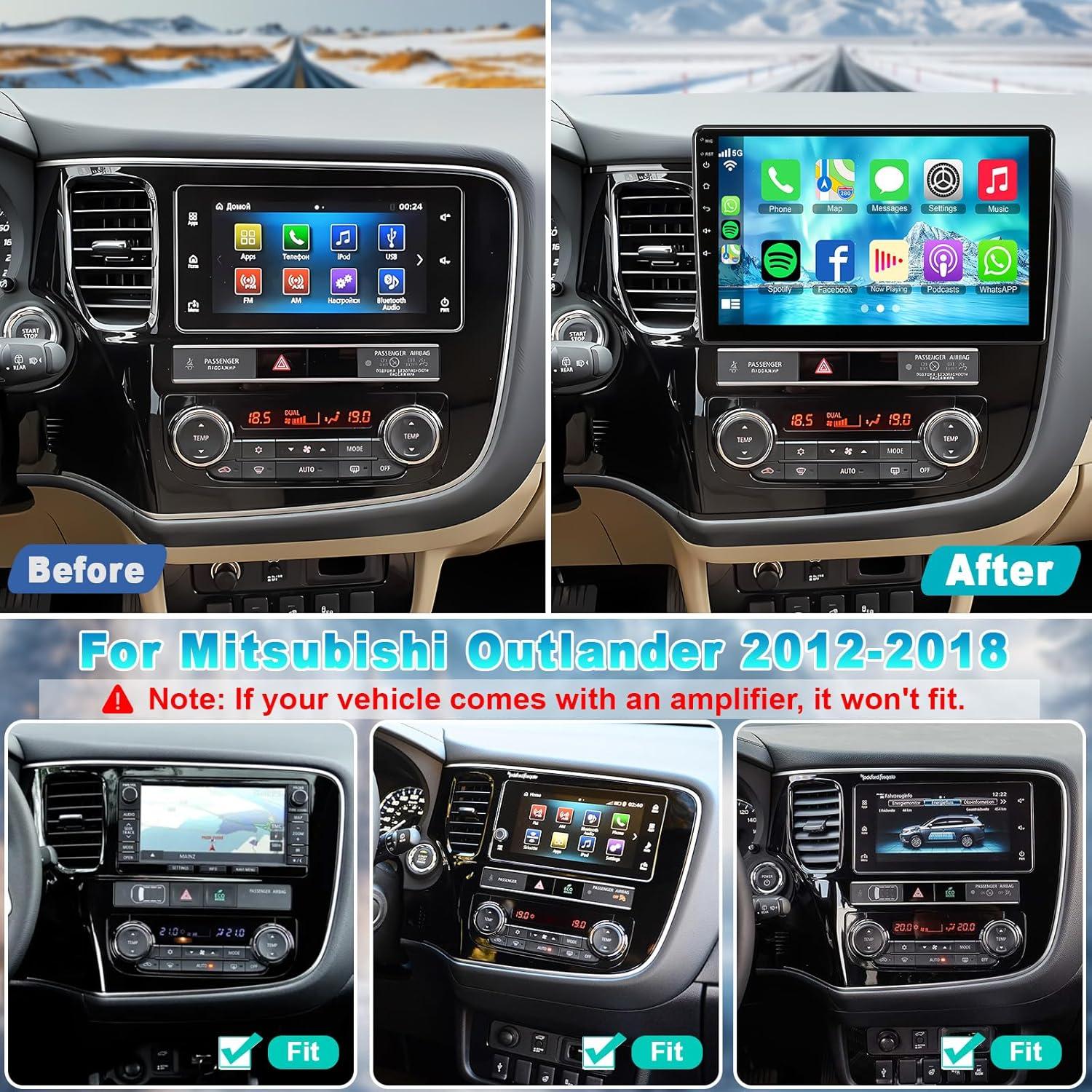 Radio de Coche Focarado para Mitsubishi Outlander 2012-2018 10"