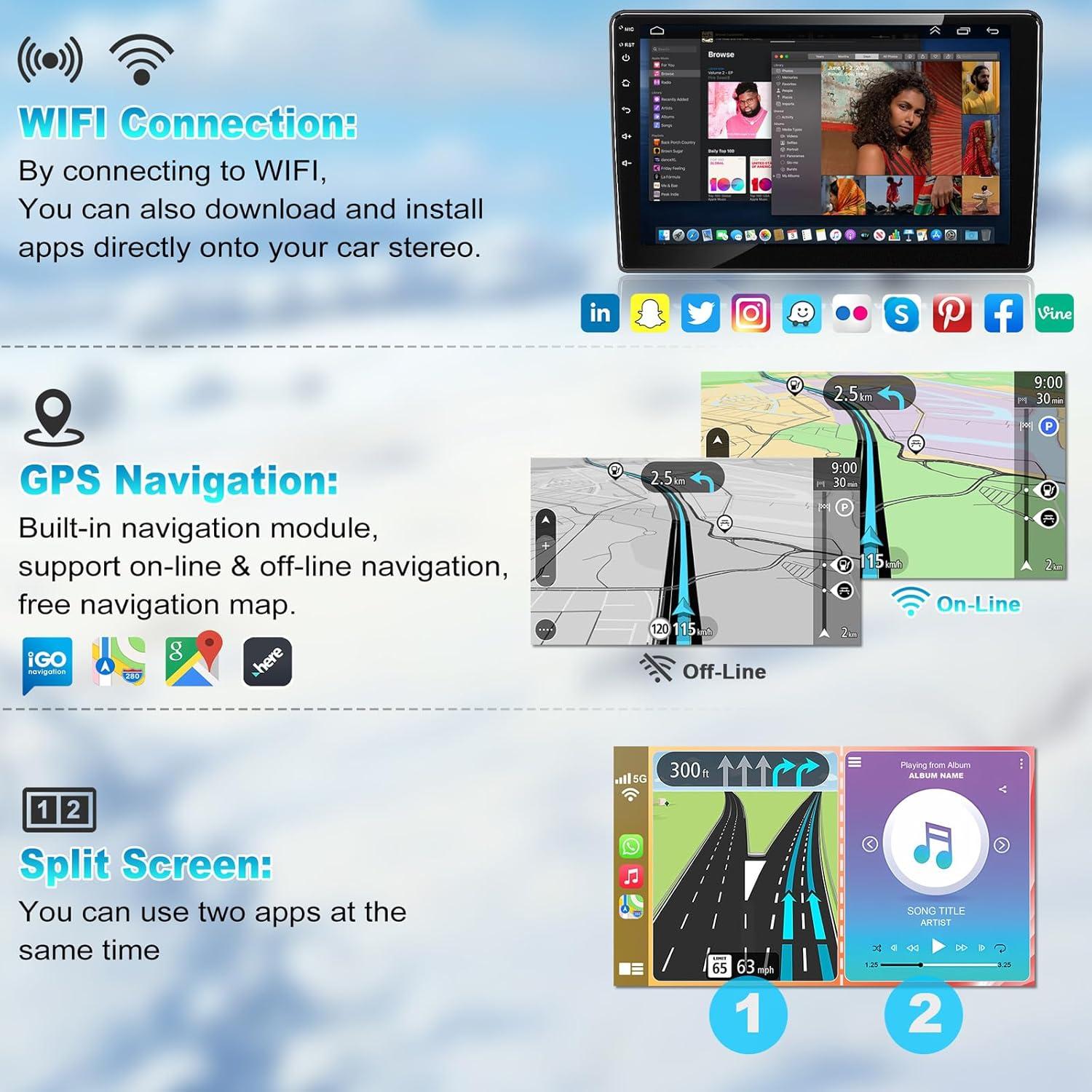 Radio de Coche Focarado para Mitsubishi Outlander 2012-2018 10"