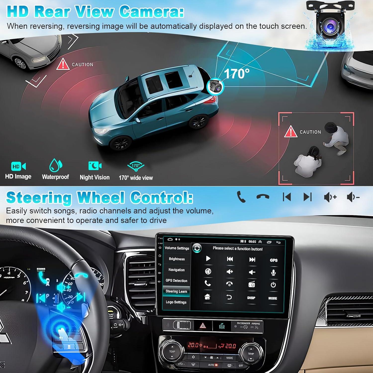 Radio de Coche Focarado para Mitsubishi Outlander 2012-2018 10"