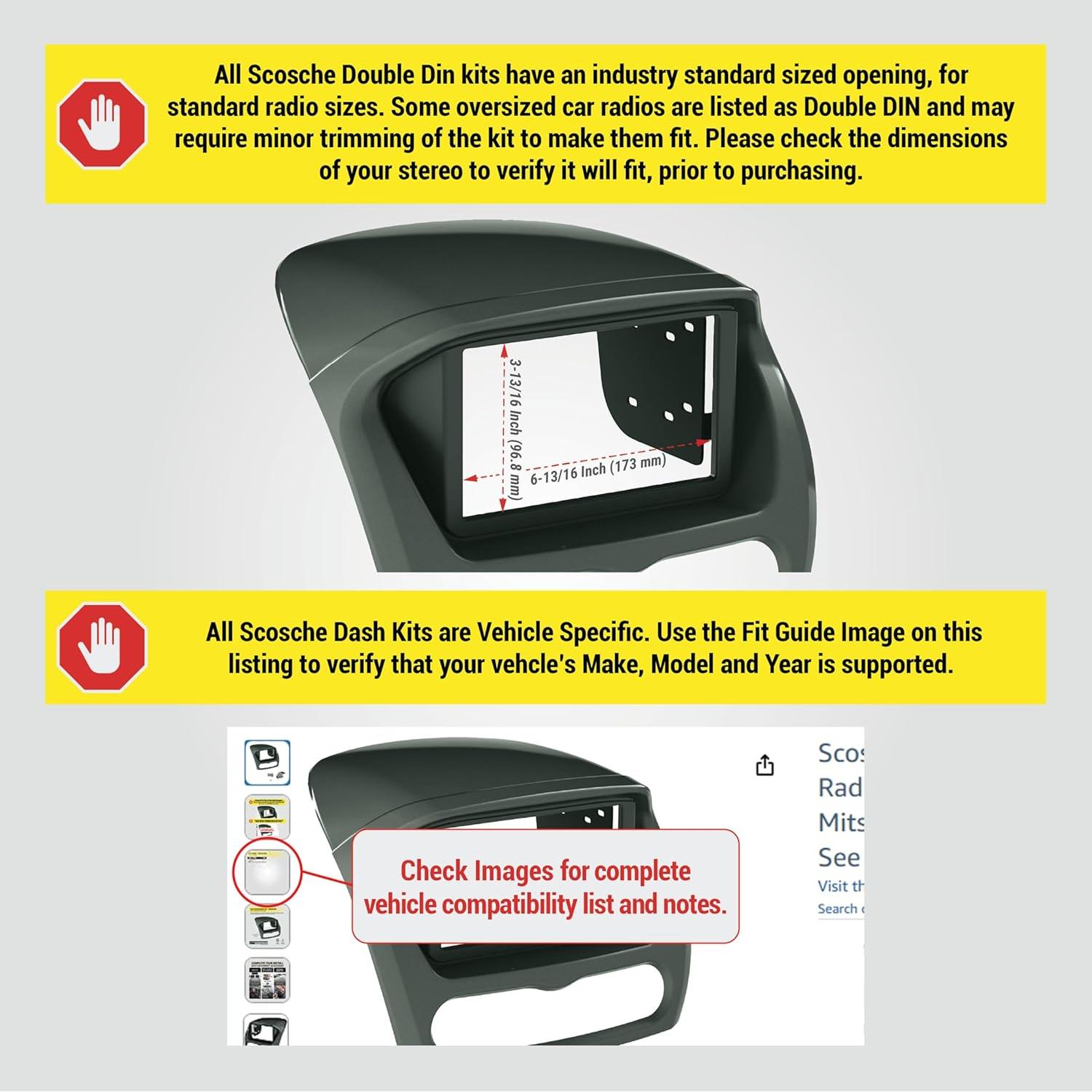 Kit de Instalación de Radio Doble DIN Scosche MI3020SB para Mitsubishi I-MiEV 2012-2013