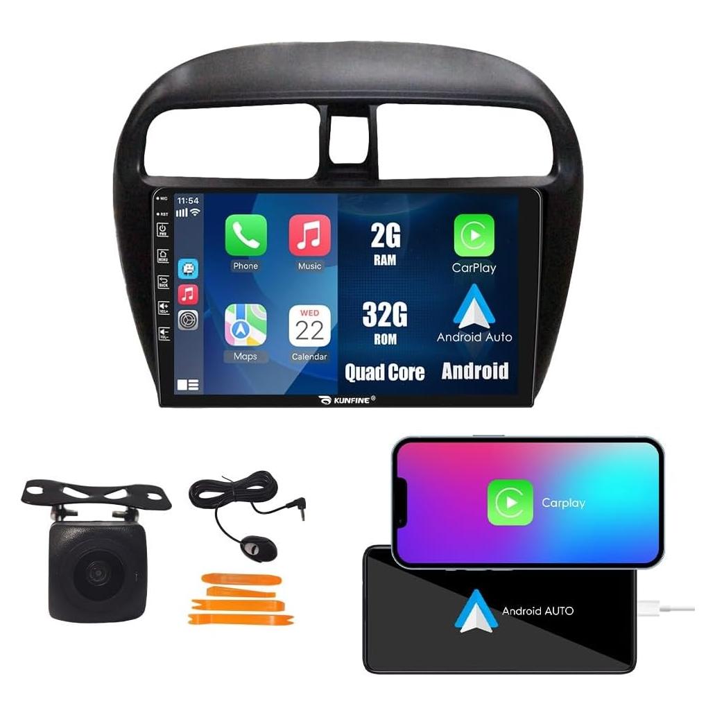 Estéreo GPS Android Kunfine 9" para Mitsubishi Mirage 2012-2018