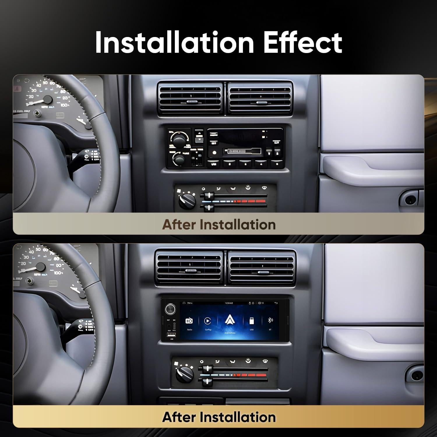 Estéreo de Coche AINAVIGO 6.36" Una DIN CarPlay Android Auto