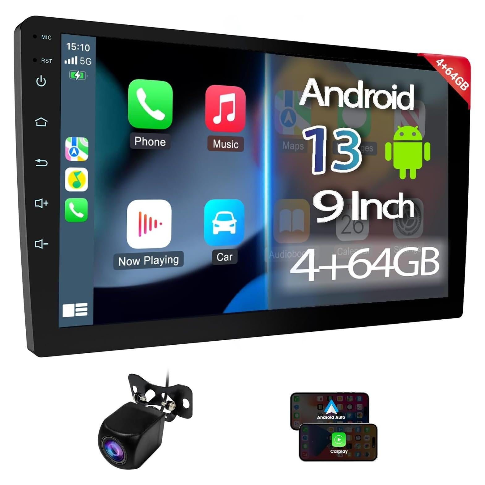 Estéreo de Coche Doble Din Haudio 9" HD con CarPlay/Android Auto