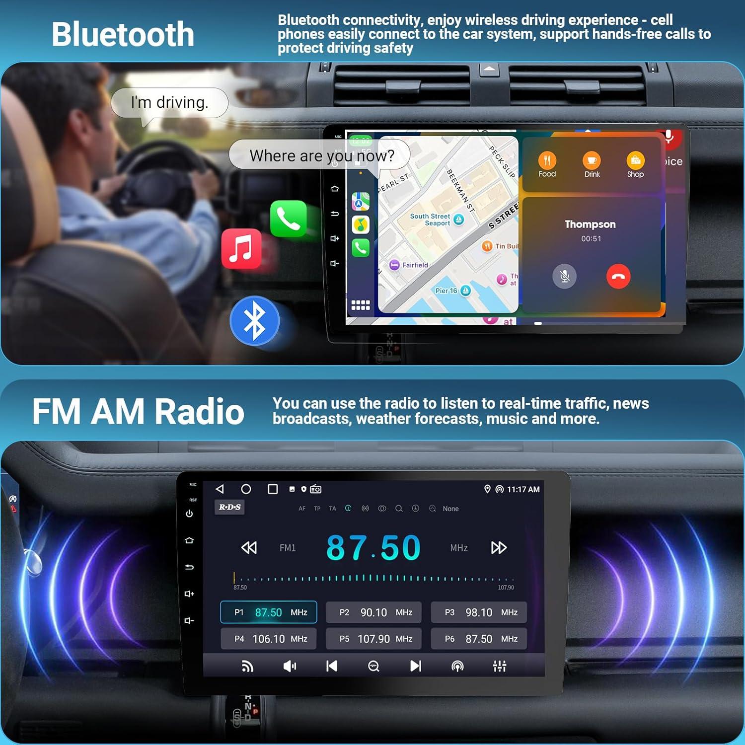 Estéreo de Coche Doble Din Haudio 9" HD con CarPlay/Android Auto