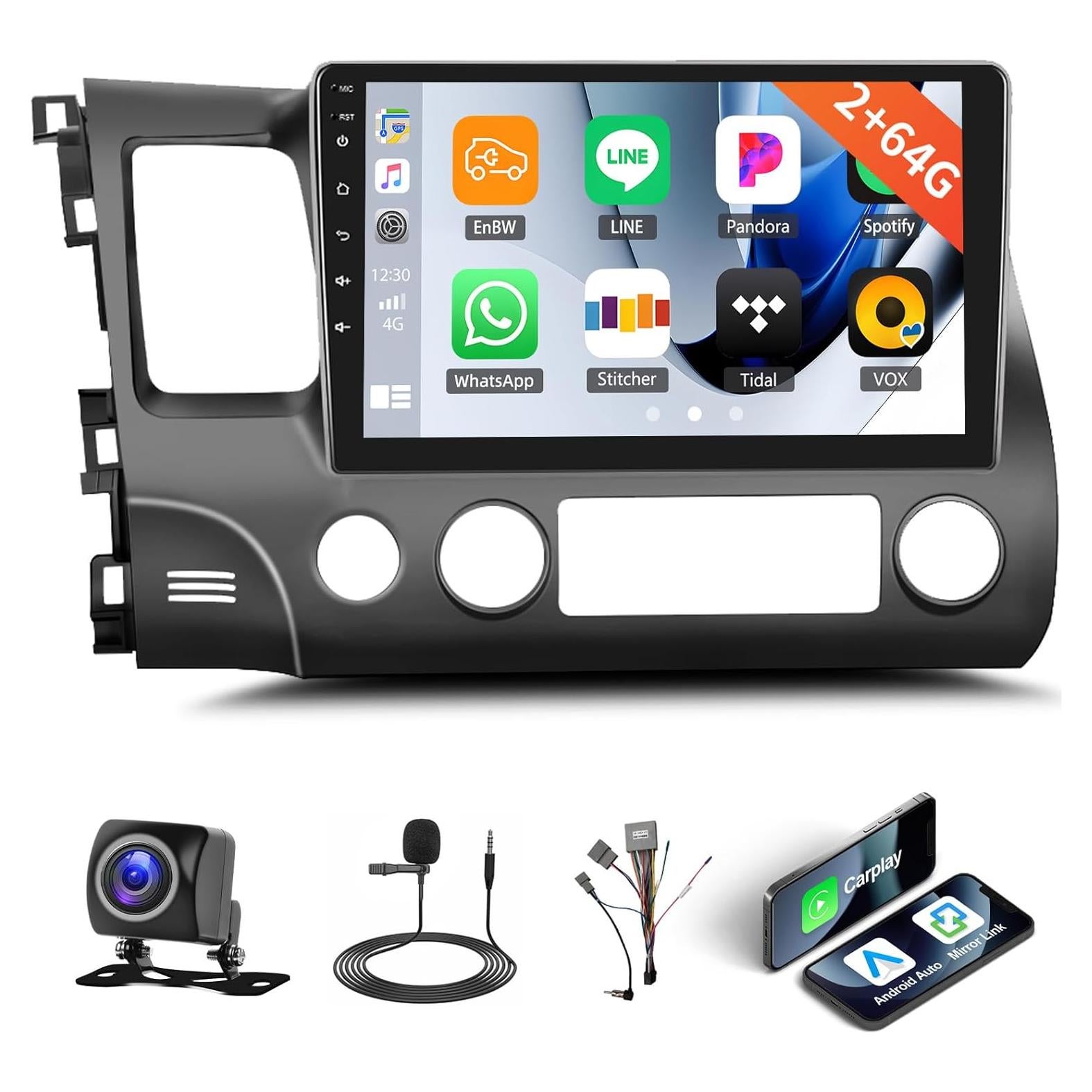 Radio Estéreo de Coche GOHHDL 10.1" Android 15 para Honda Civic 2006-2011