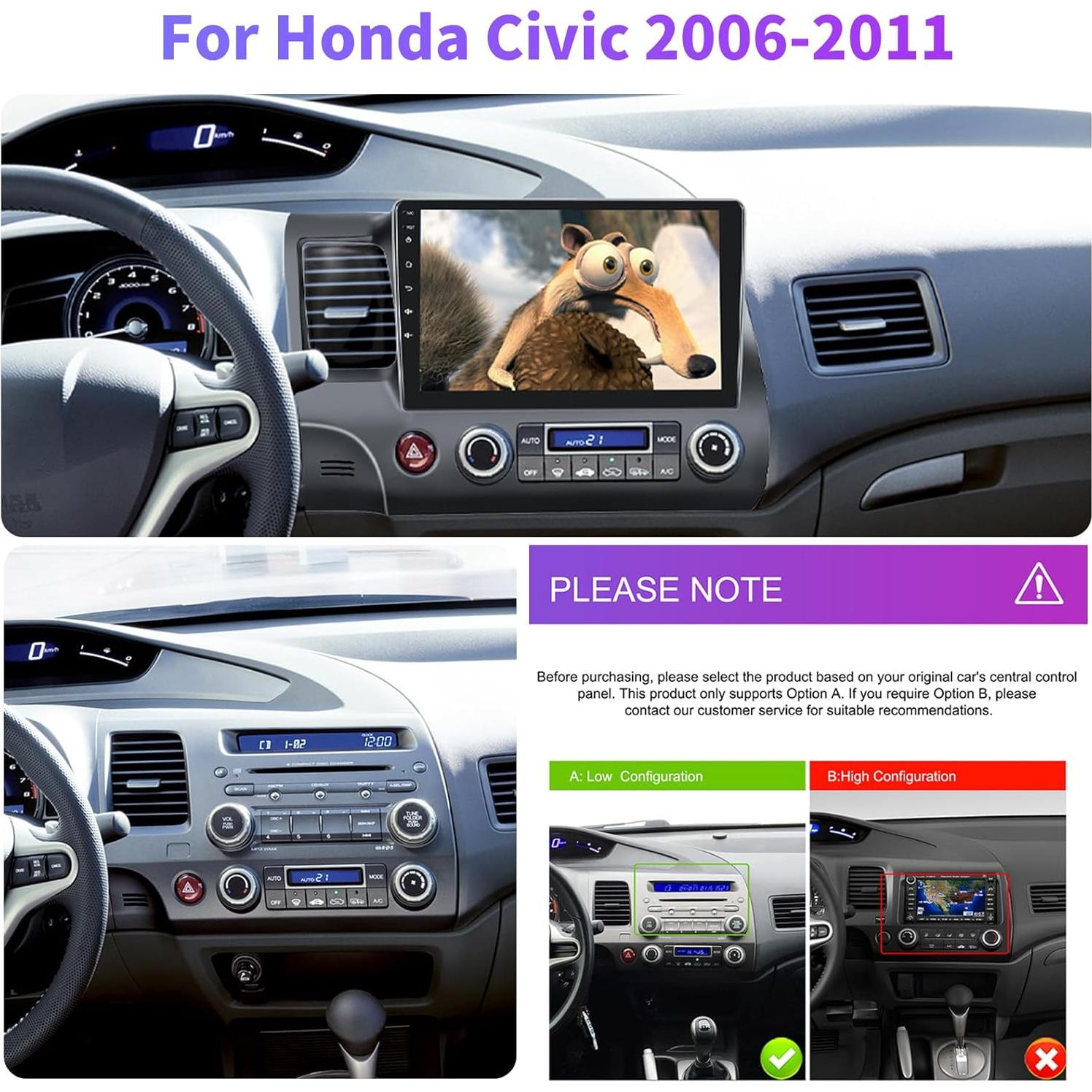 Radio Estéreo de Coche GOHHDL 10.1" Android 15 para Honda Civic 2006-2011