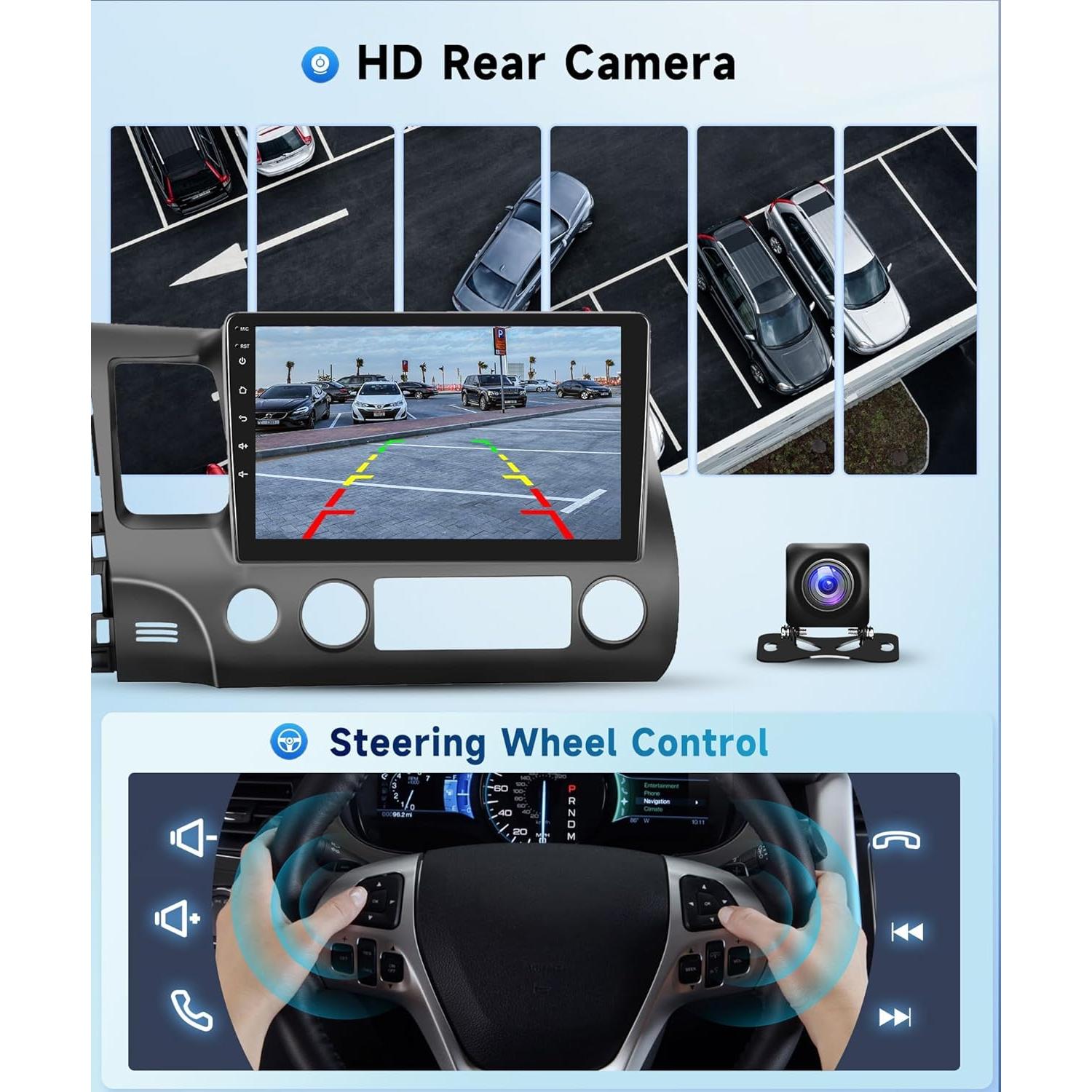 Estéreo de coche Podofo 10.1" Android 13 para Honda Civic 2006-2011