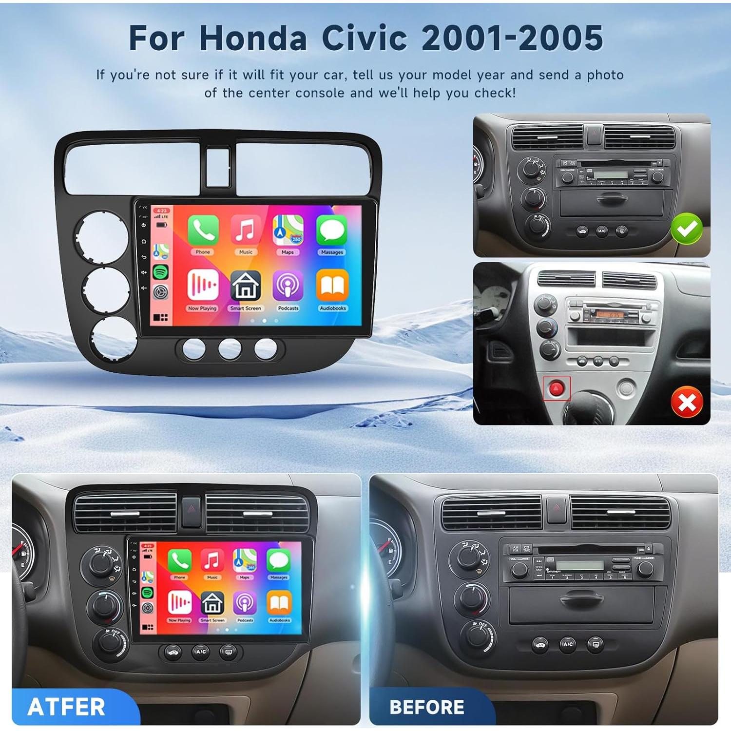 Estéreo de Coche Android 13 VECHTEL 9" 2GB 64GB para Honda Civic