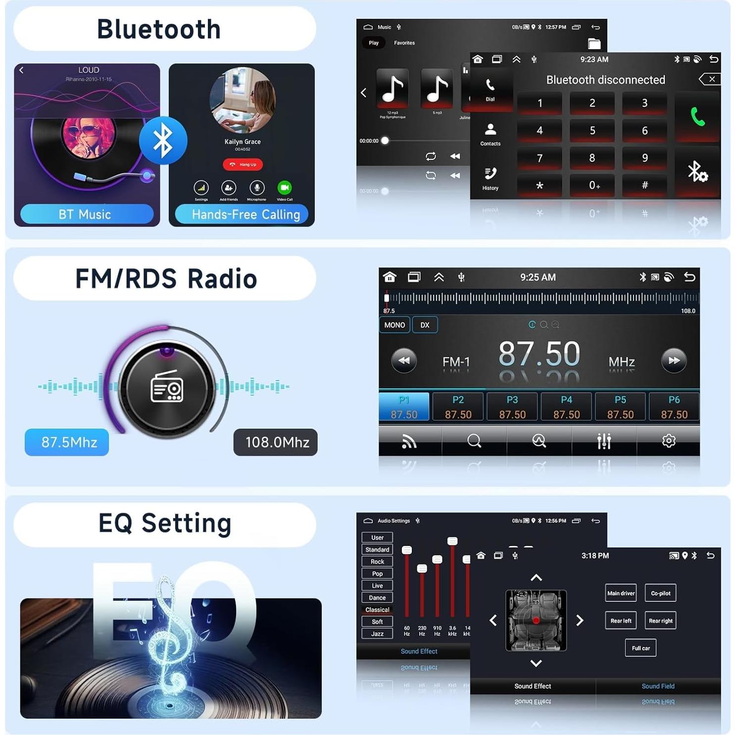Estéreo Android 13 Podofo 9" para Honda Civic 2001-2005