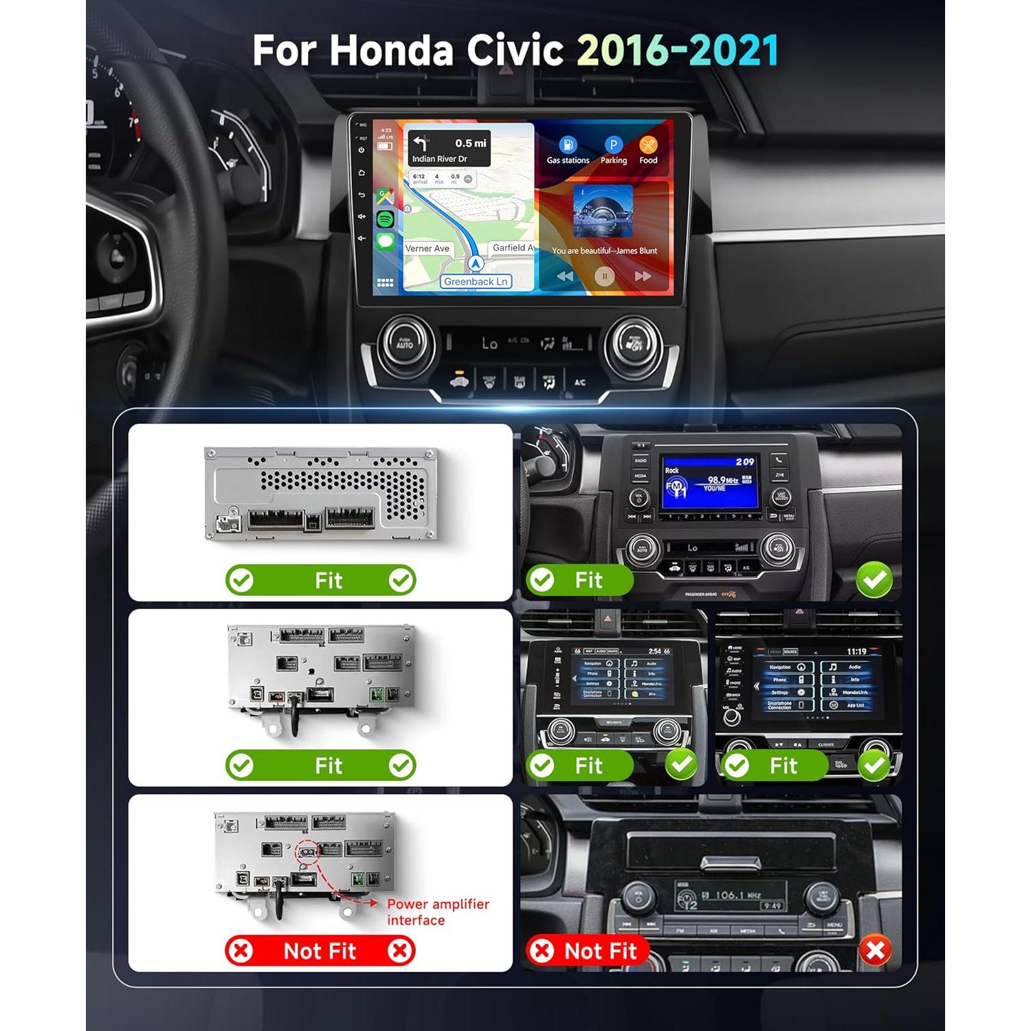 Estéreo de Coche Android 2G+64G MAHVEC para Honda Civic 2016-2020