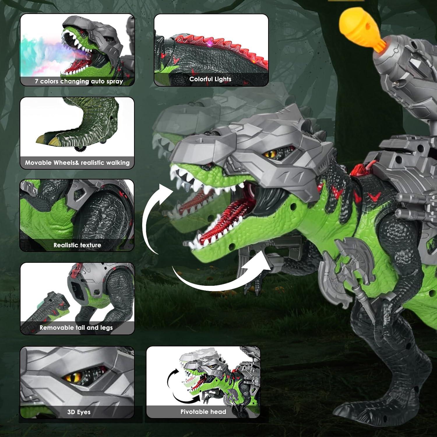 Dinosaurio RC LICHENG BWL-11 7 colores con efectos de niebla