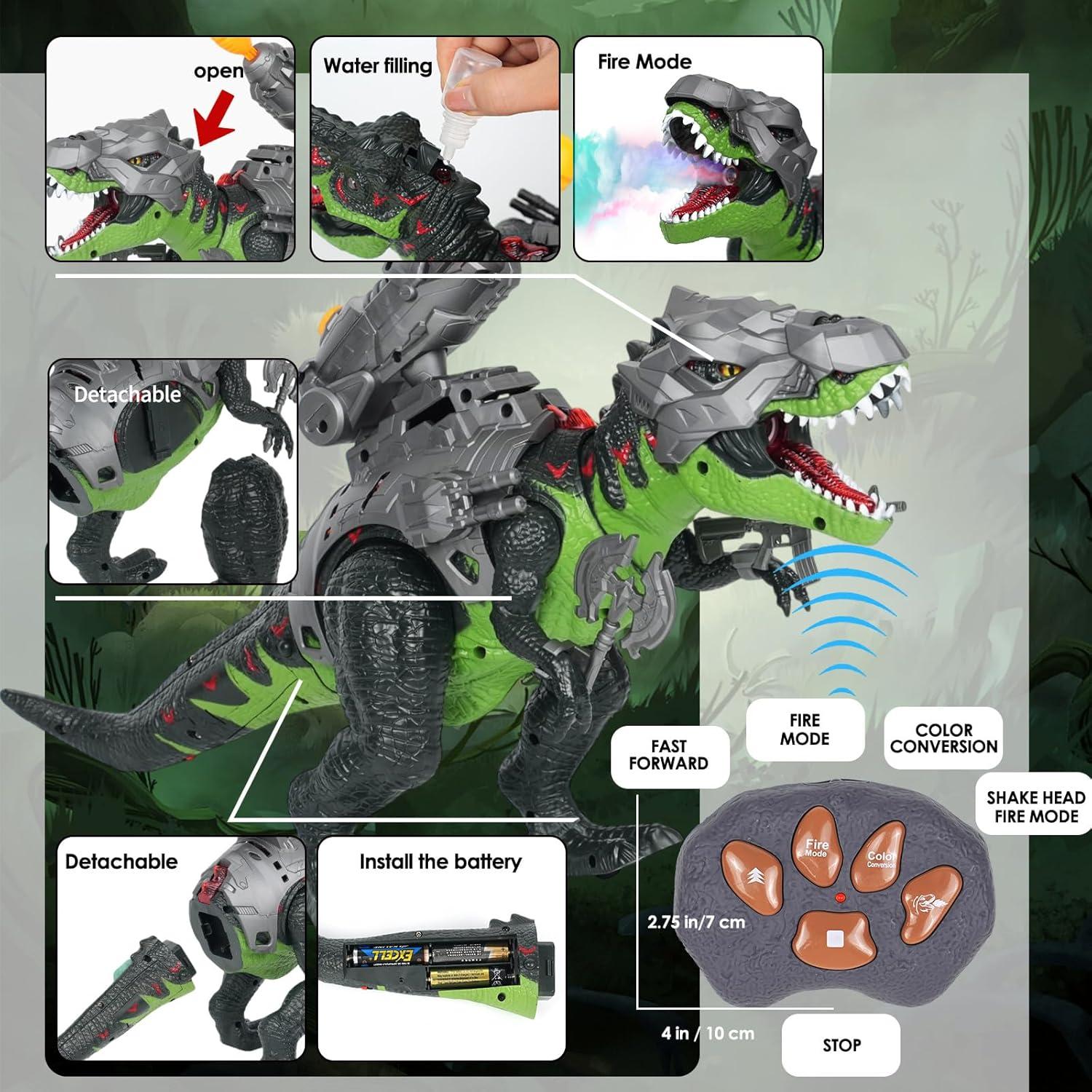 Dinosaurio RC LICHENG BWL-11 7 colores con efectos de niebla