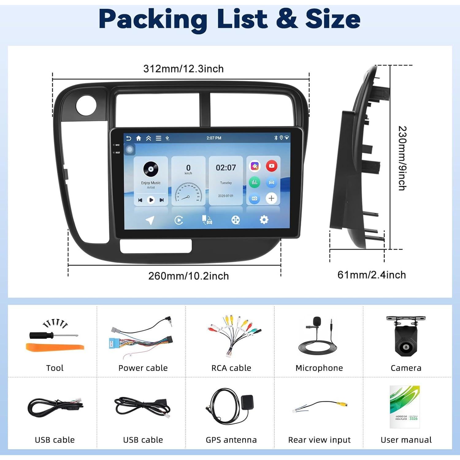 Estéreo de coche GOHHDL Android 15 para Honda Civic 1996-2001 9"
